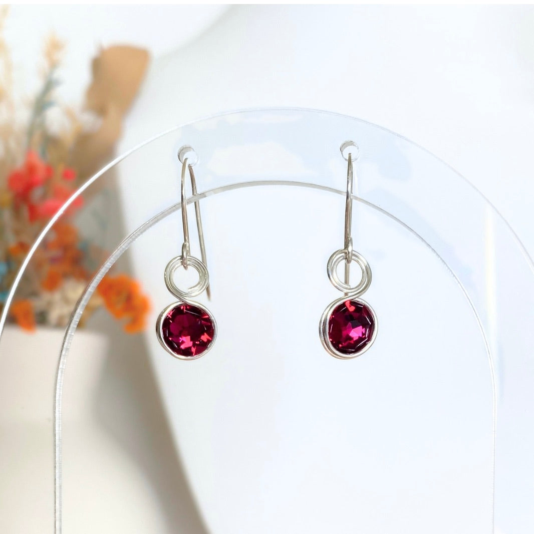 NEW Ruby Red crystal dangle earrings | Sterling silver | July birthstone gift