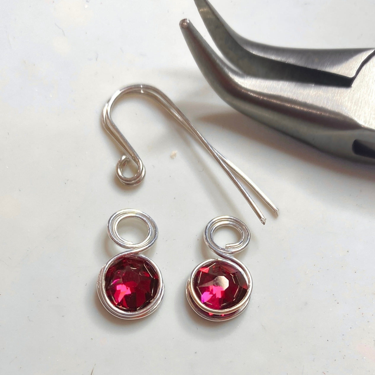 NEW Ruby Red crystal dangle earrings | Sterling silver | July birthstone gift