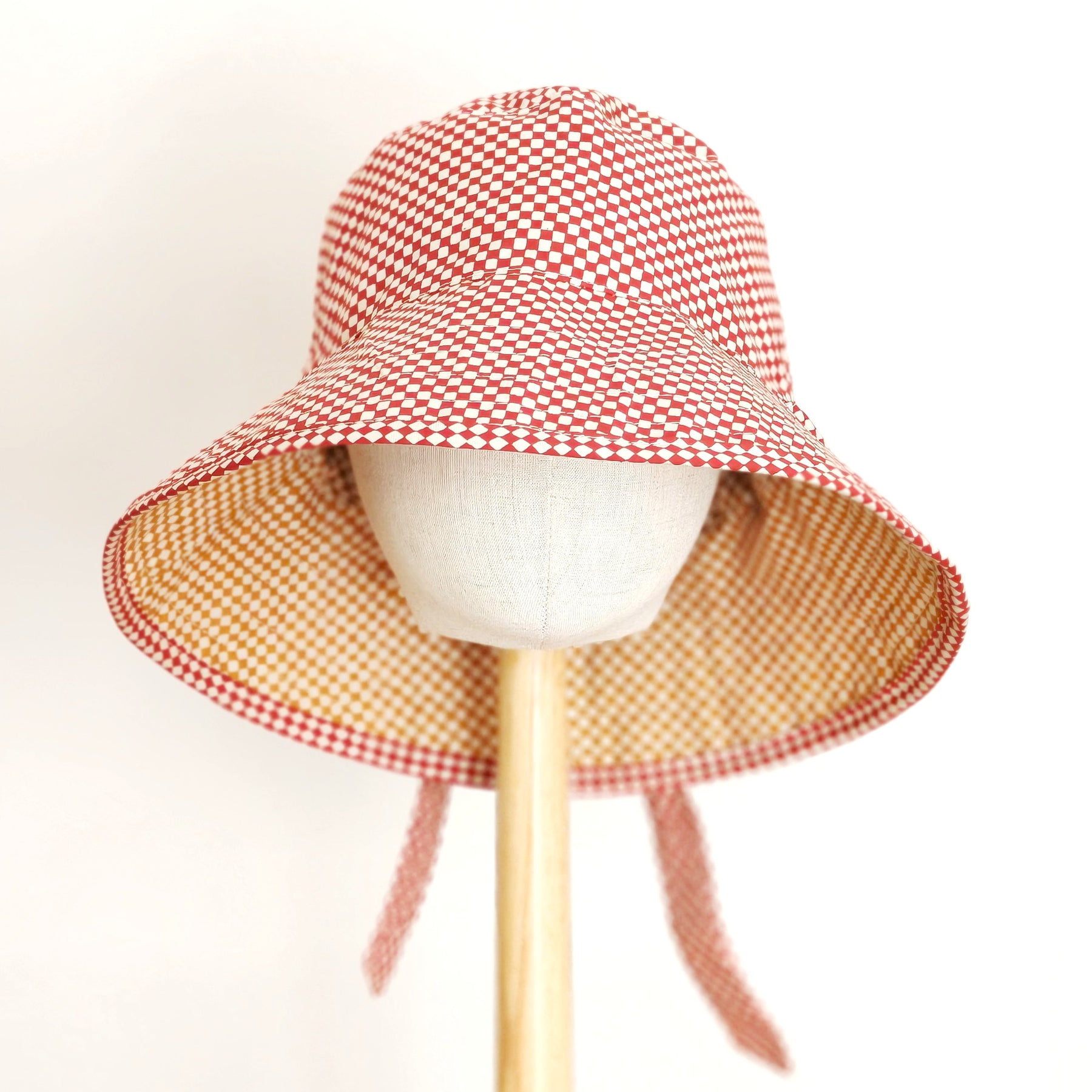 Kids Summer Reversible Sun, Gingham Kids Sun Hat