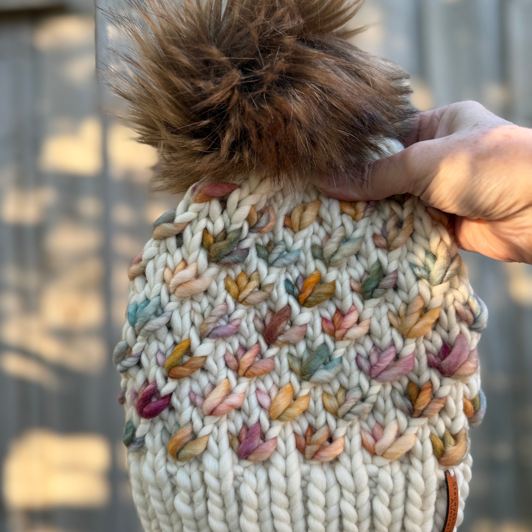 Hand Knitted Beanie, Ladies Merino PomPom Beanie