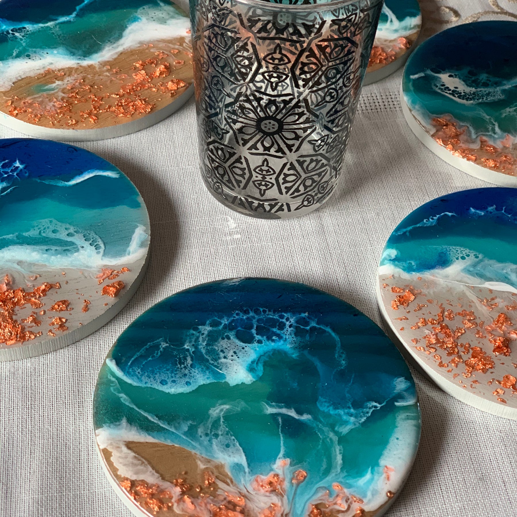 Coasters | coastal love | beach beauty | resin coasters | oceans | gift for her | gift ideas