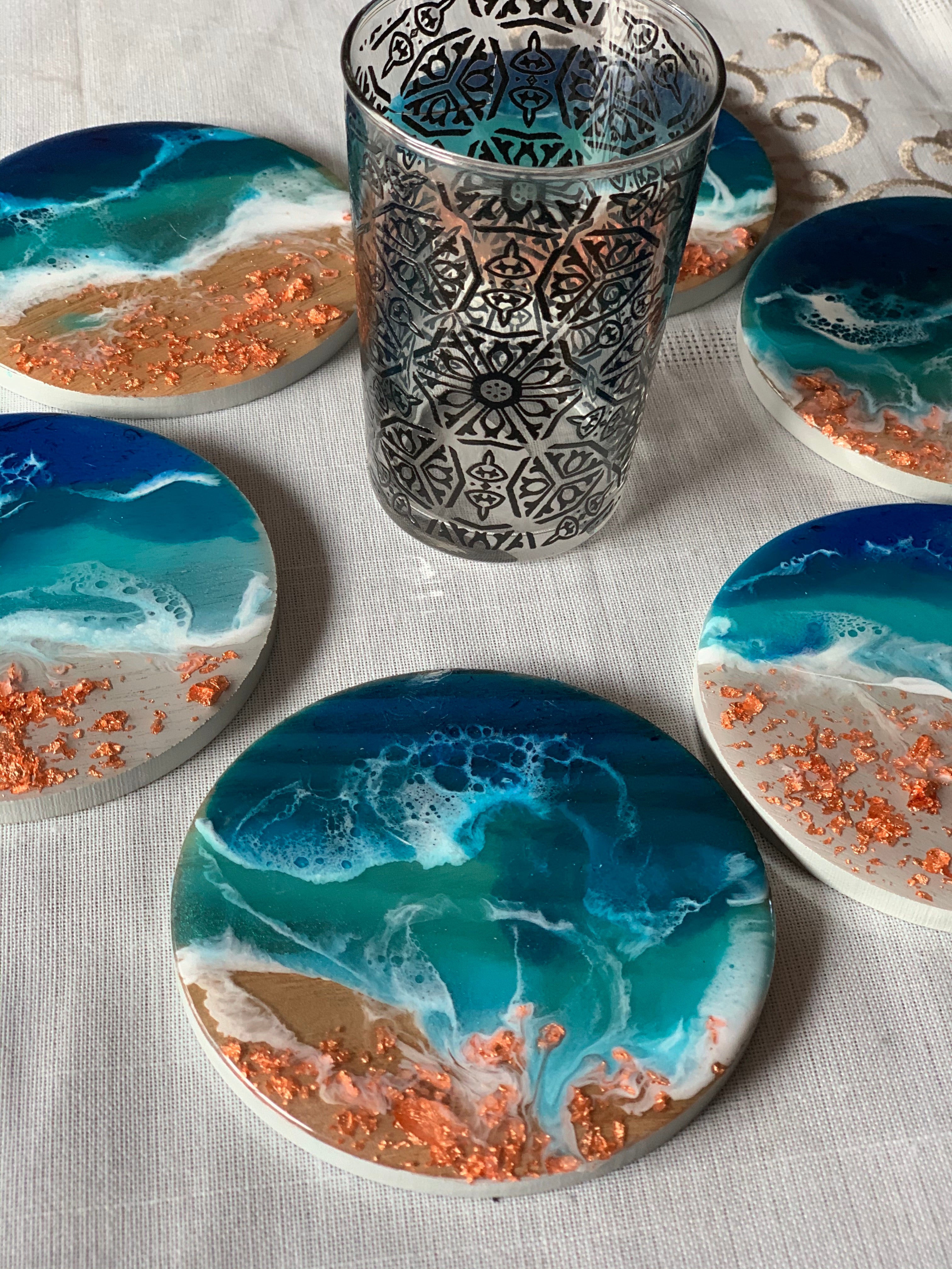 Coasters | coastal love | beach beauty | resin coasters | oceans | gift for her | gift ideas