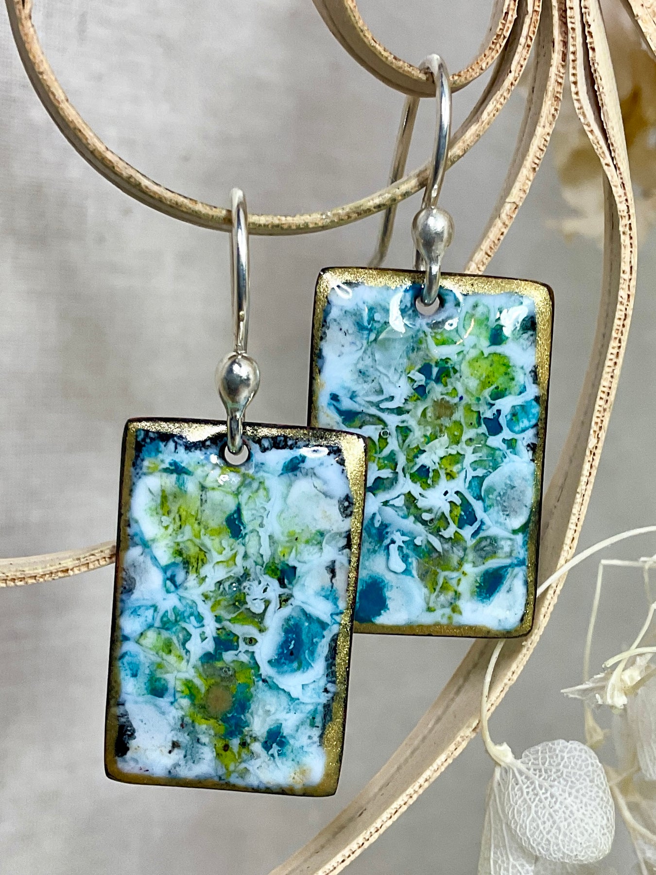 Blue, green and gold abstract. Hand made