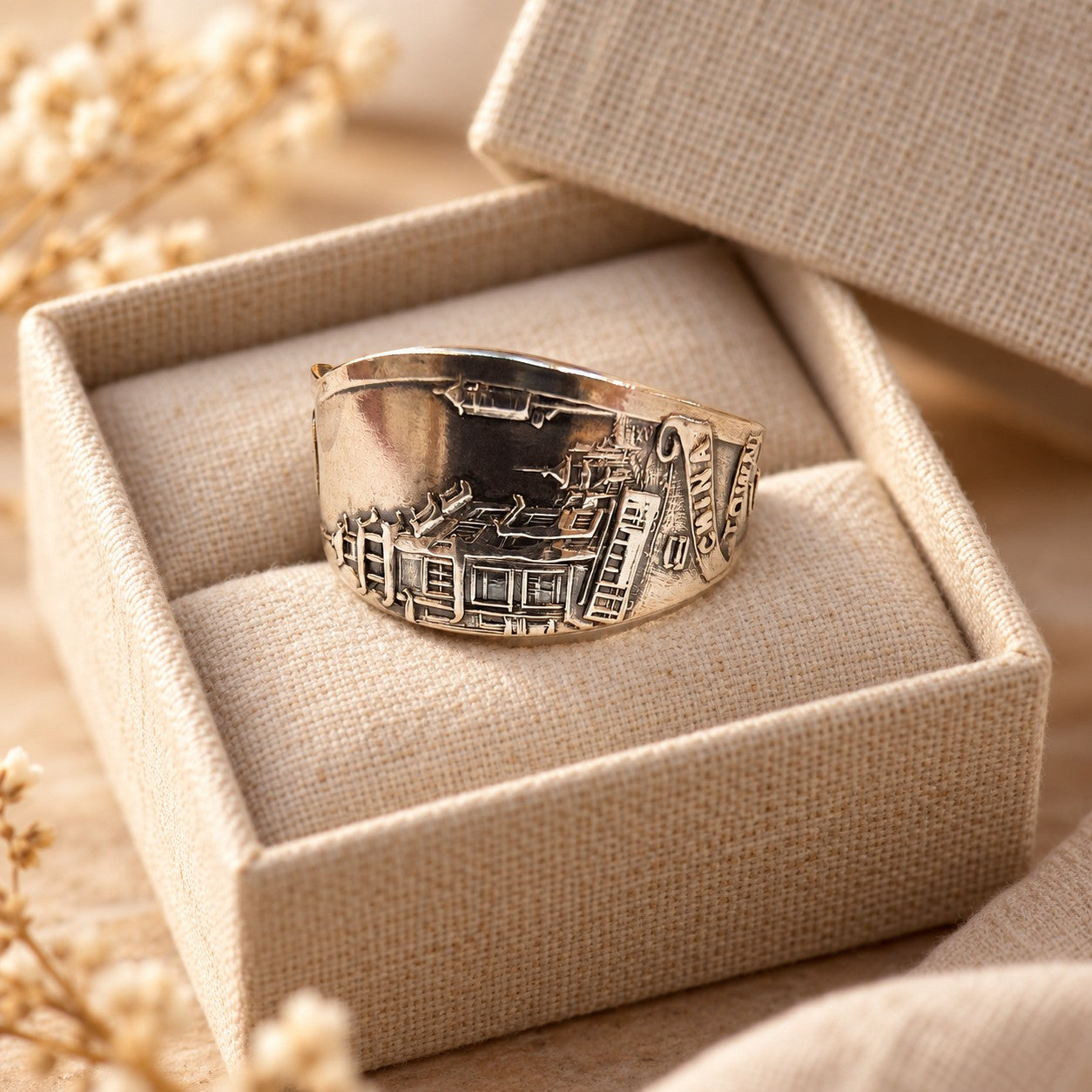 Vintage Chinatown San Francisco Sterling Silver Spoon Ring – Towle – Size Q
