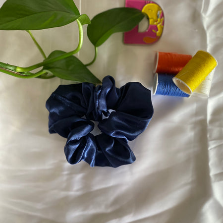Blue Satin Scrunchie | Soft School Scrunchie | Everyday Hair Accessory