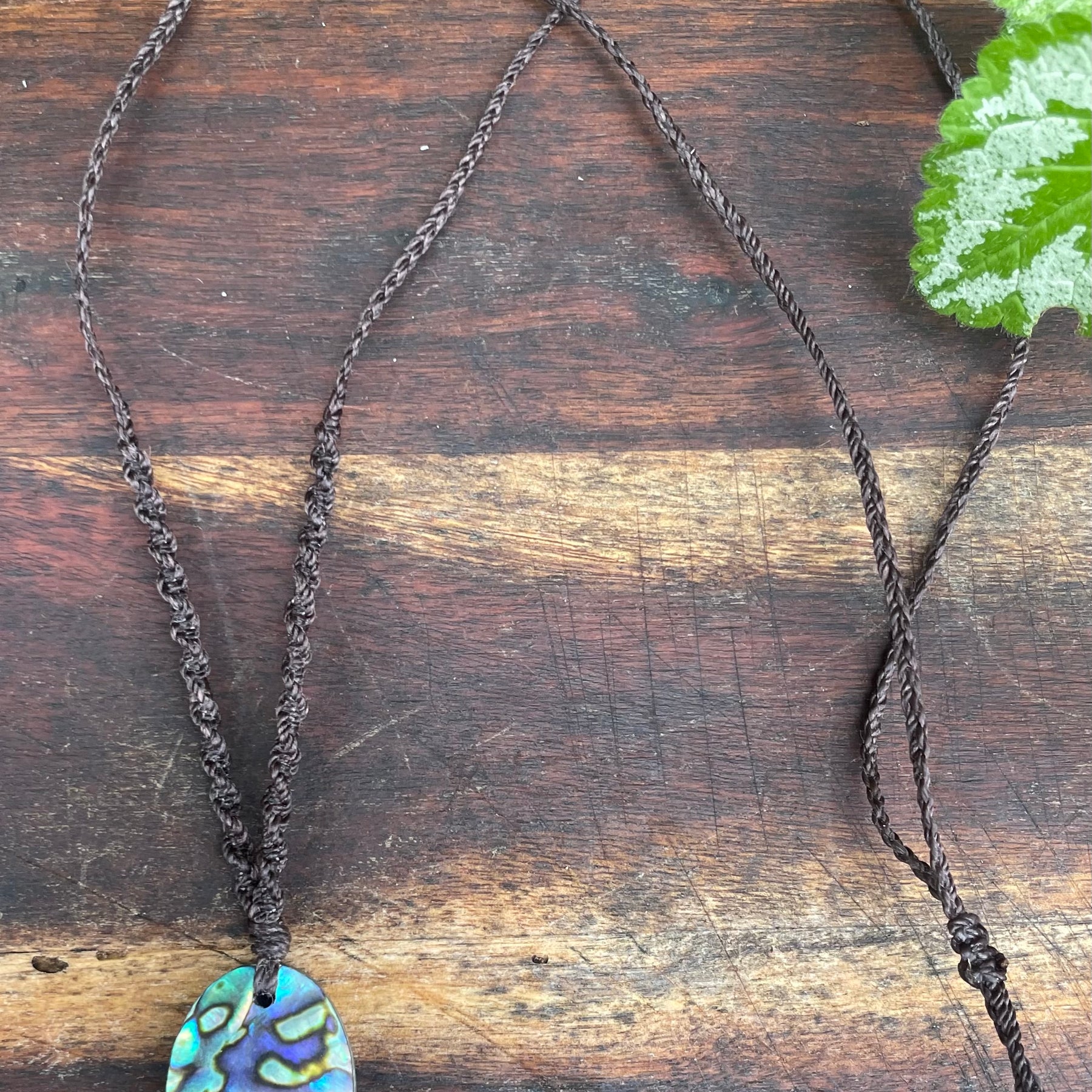 Abalone Shell Pendant, Macrame necklace adjustable, boho