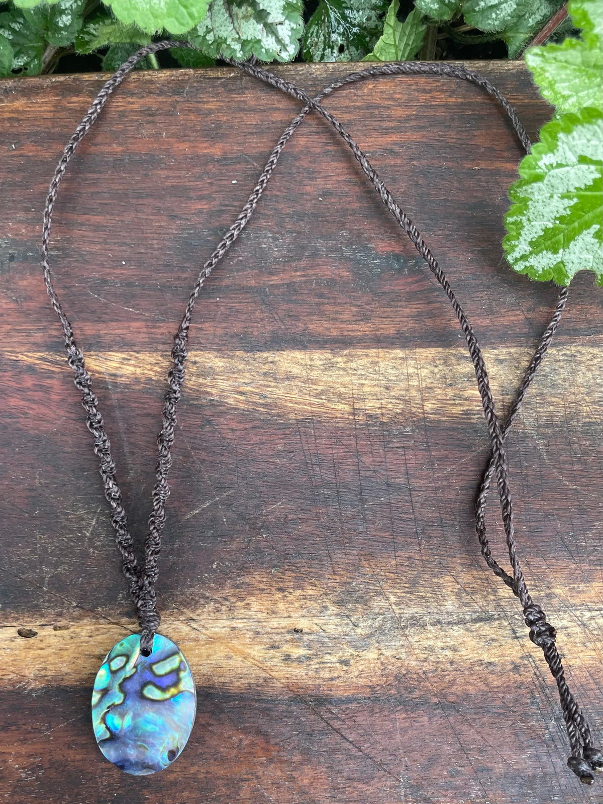 Abalone Shell Pendant, Macrame necklace adjustable, boho