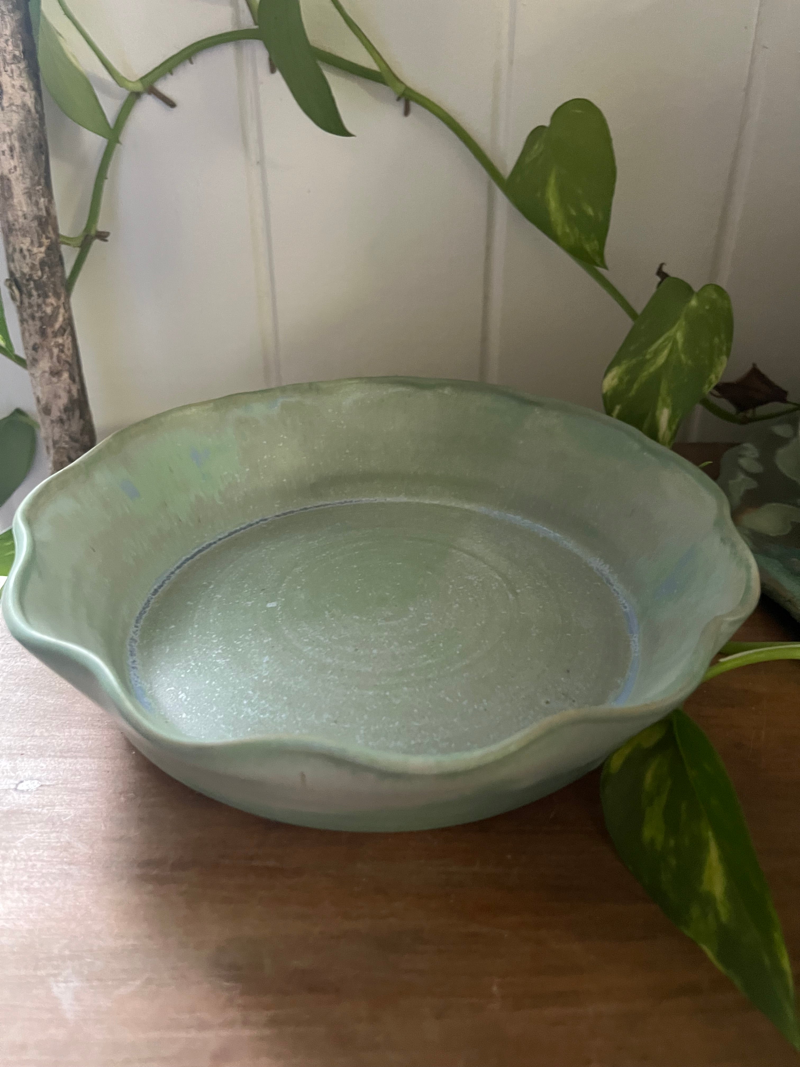 Small Ceramic Pie Dish - Green