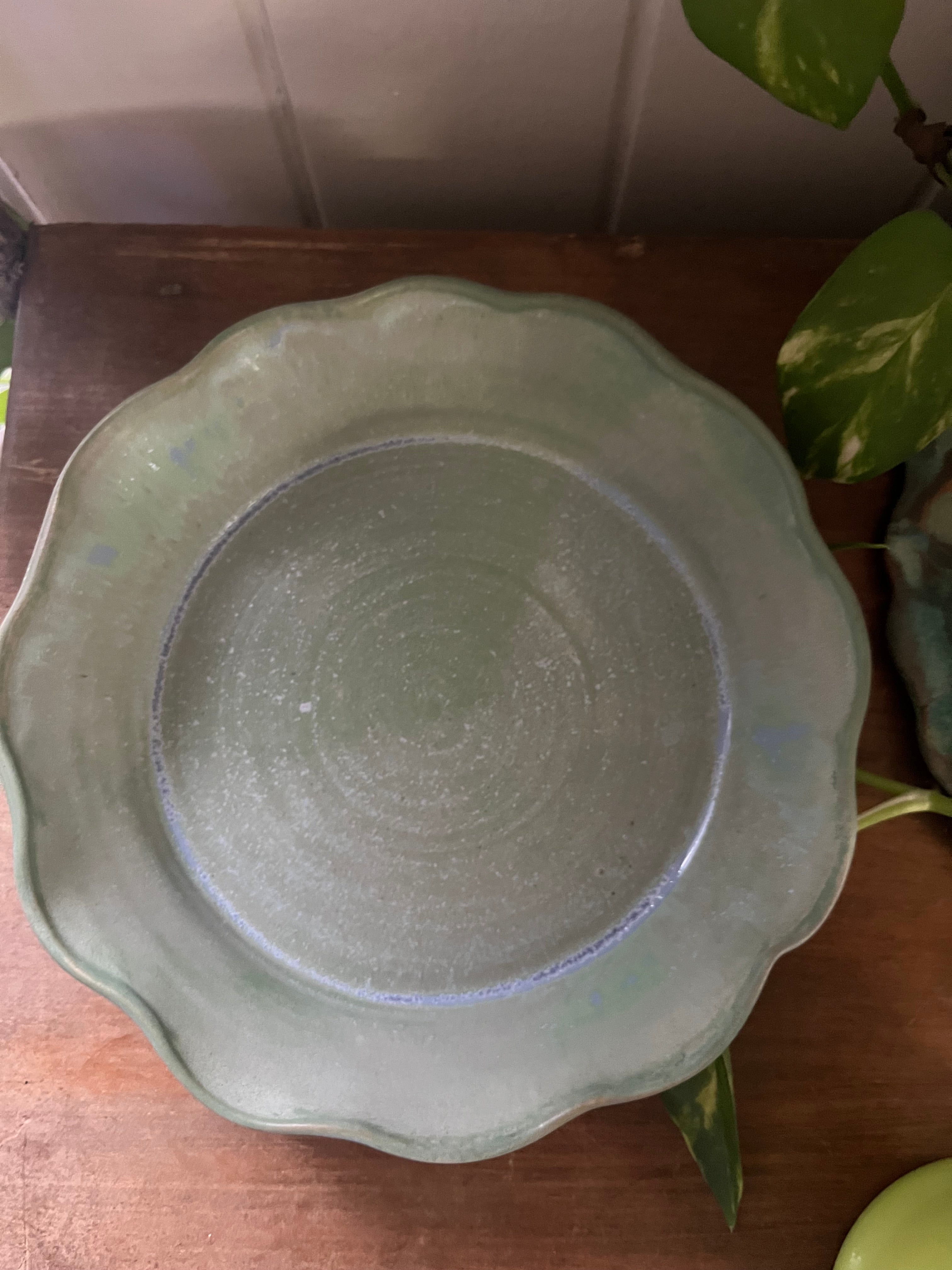 Small Ceramic Pie Dish - Green