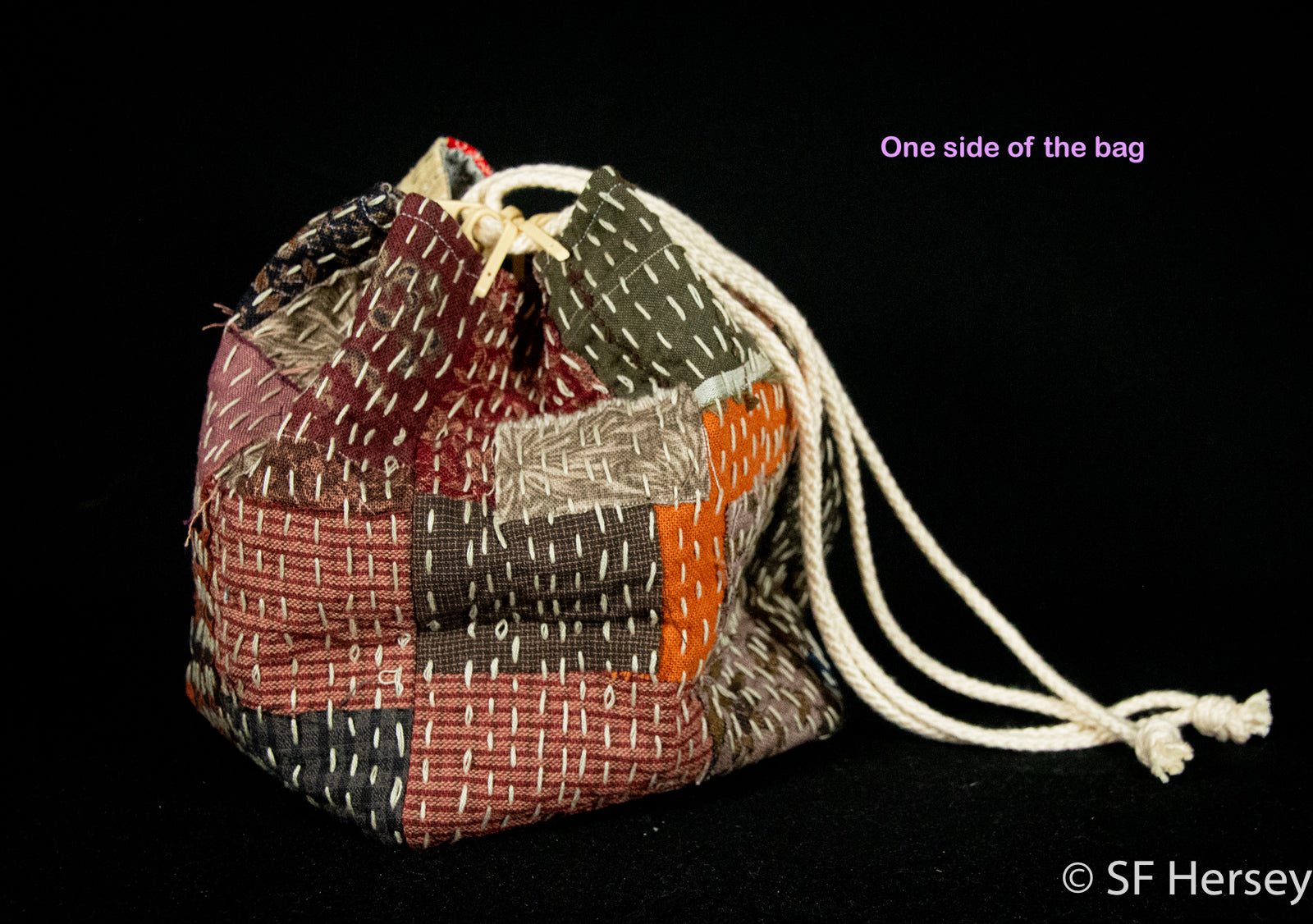 Boro-style Drawstring Pouch 2