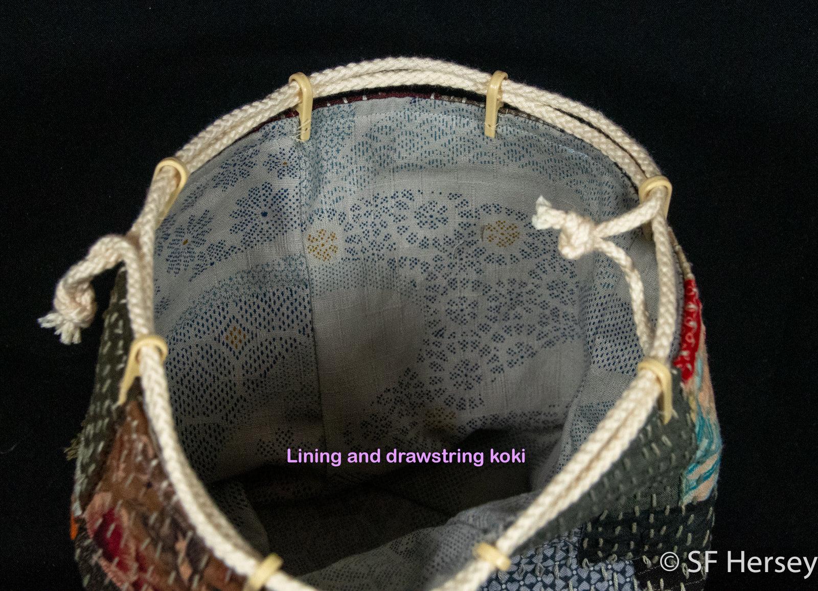 Boro-style Drawstring Pouch 2