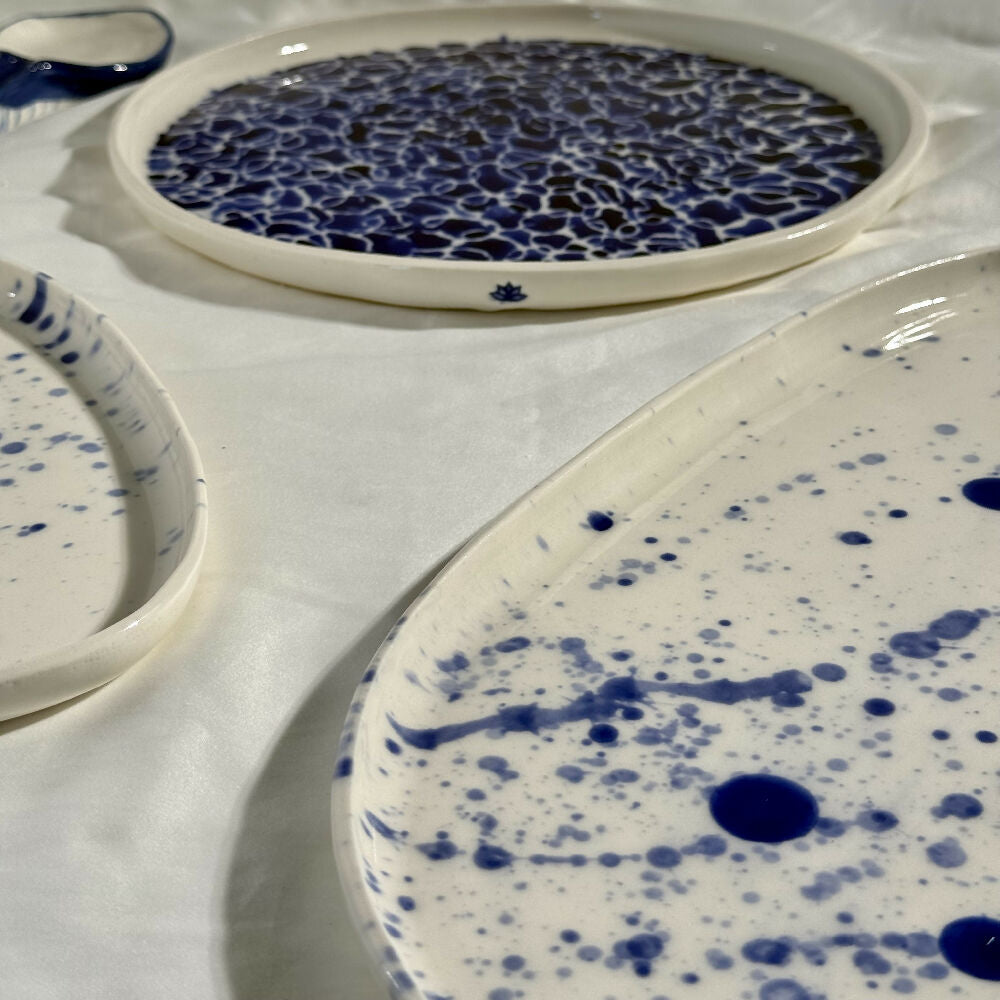 Australian-Ceramic-Artist-Ana-Ceramica-Home-Kitchen-and-Dining-Servingware-Porcelain-Platter-Set-Cobalt-Splatter-Serving-Spoon-Handmade-Pottery