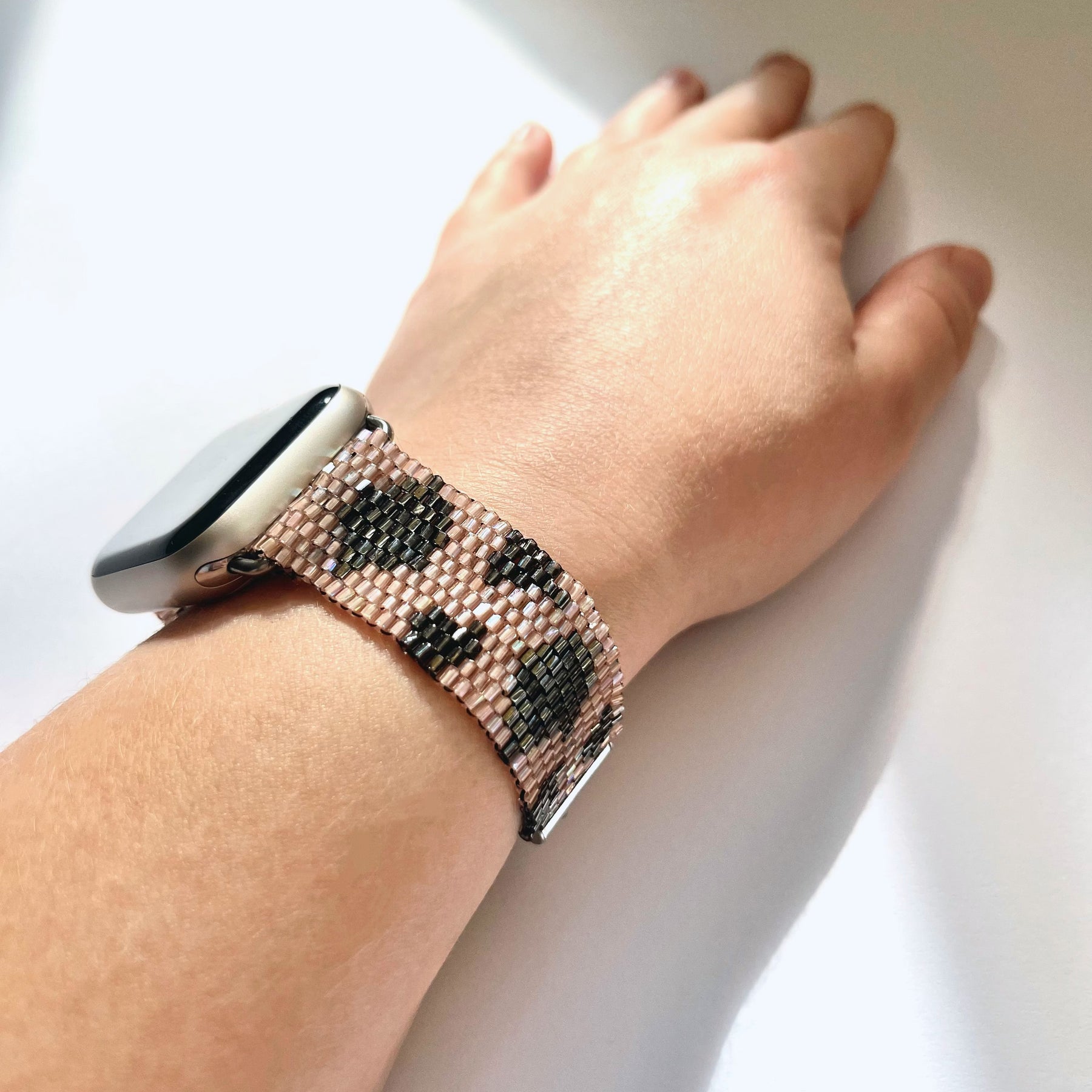 SMART watch BAND * 2 colors | pink leopard | beaded straps