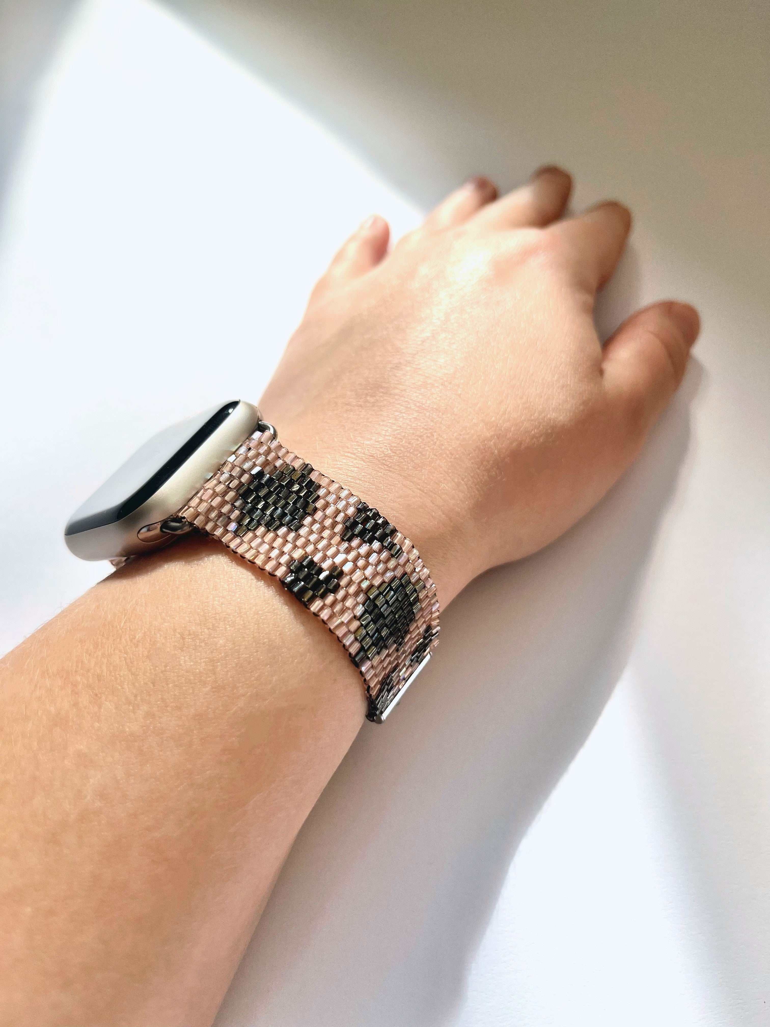 SMART watch BAND * 2 colors | pink leopard | beaded straps