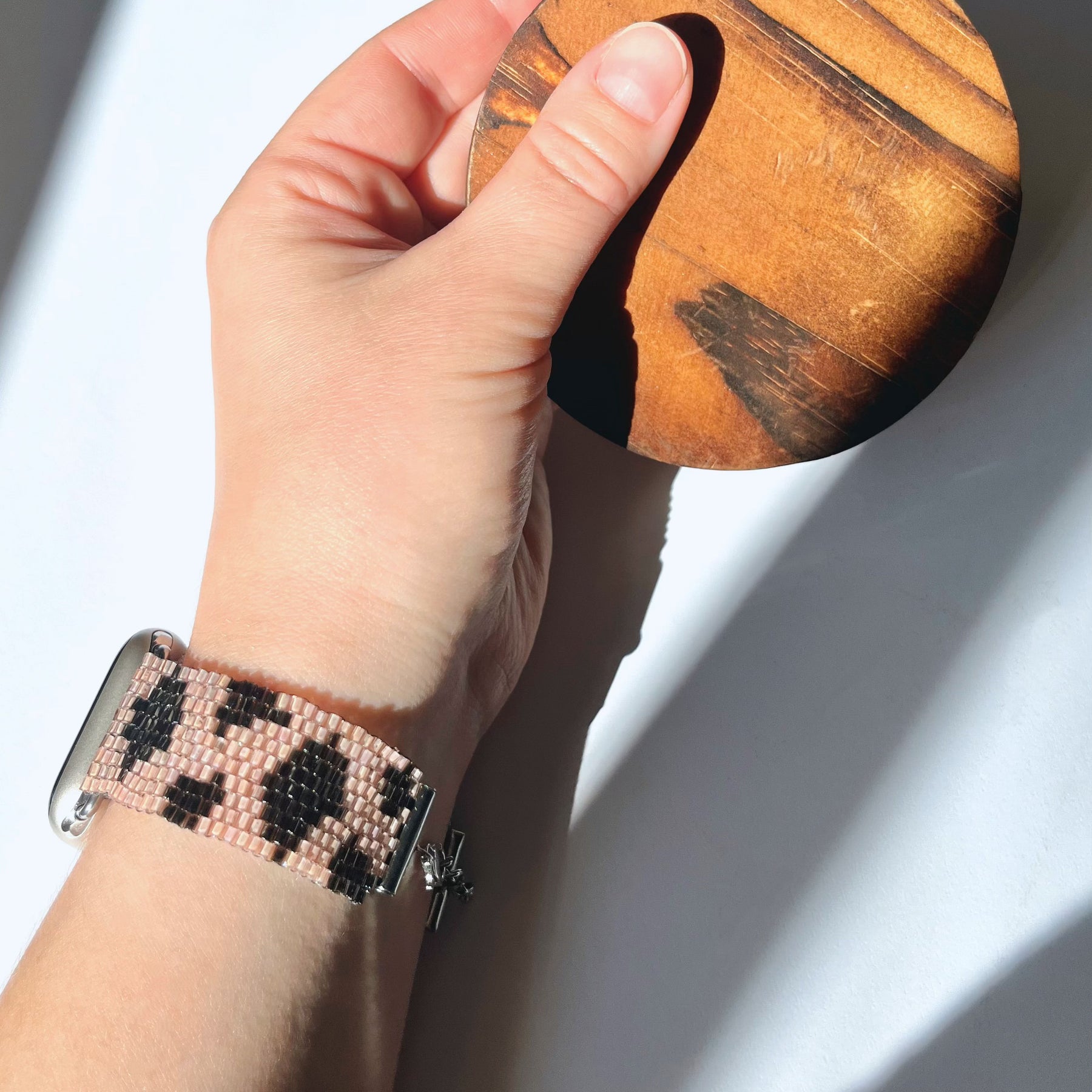 SMART watch BAND * 2 colors | pink leopard | beaded straps