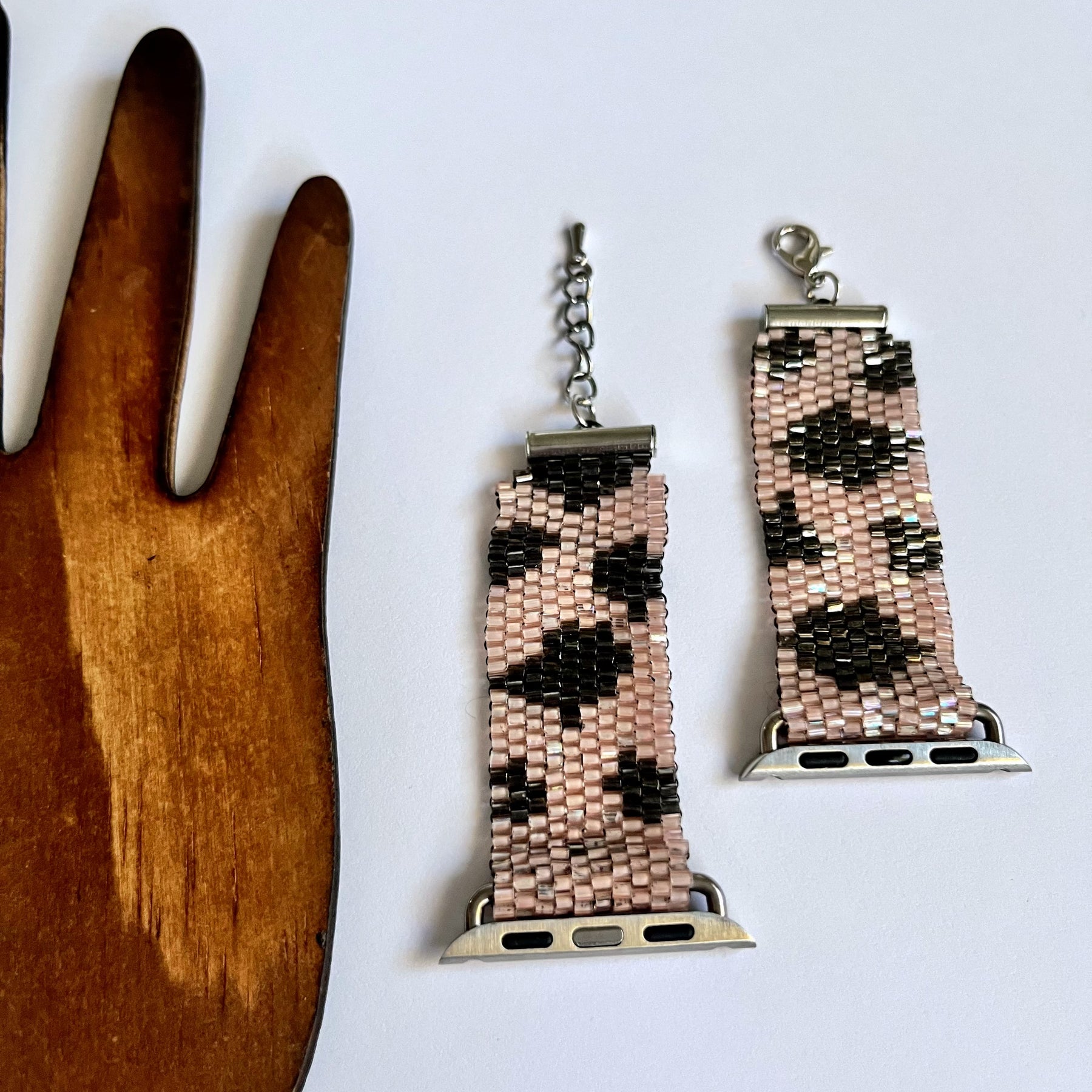 SMART watch BAND * 2 colors | pink leopard | beaded straps