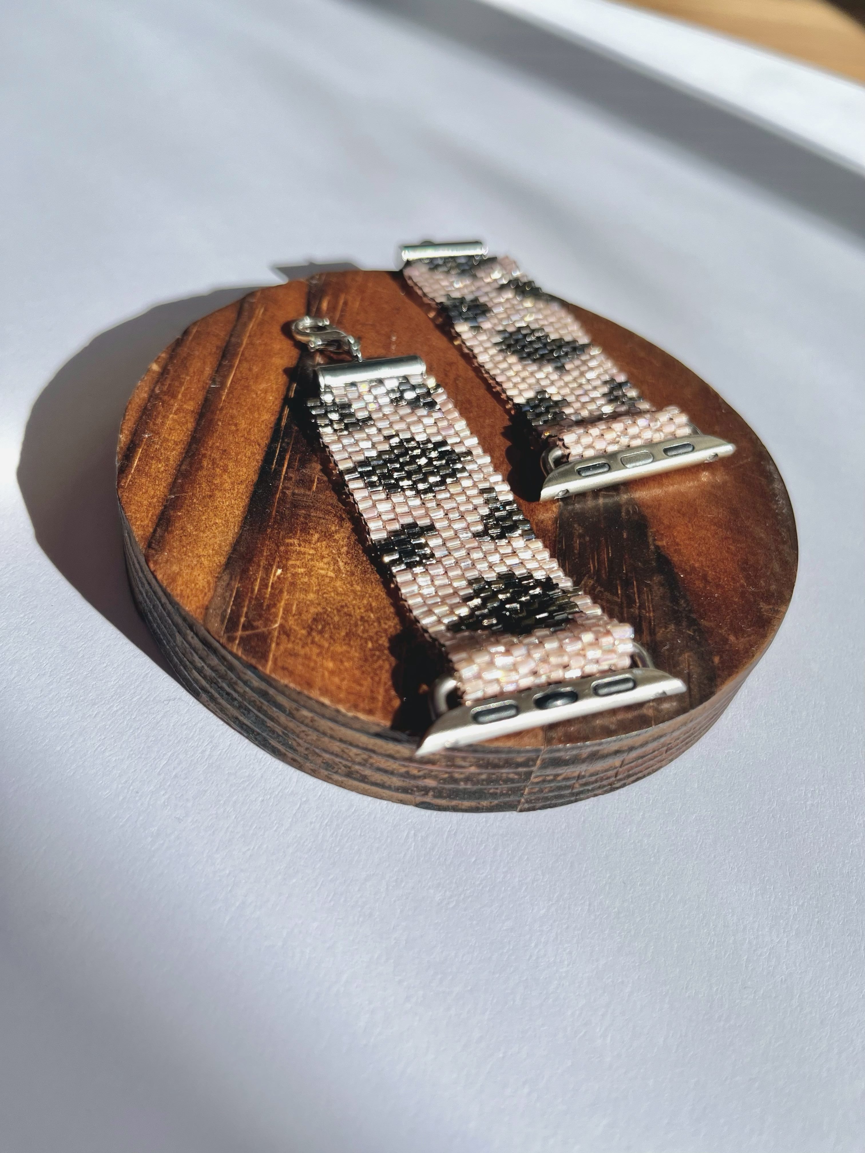 SMART watch BAND * 2 colors | pink leopard | beaded straps