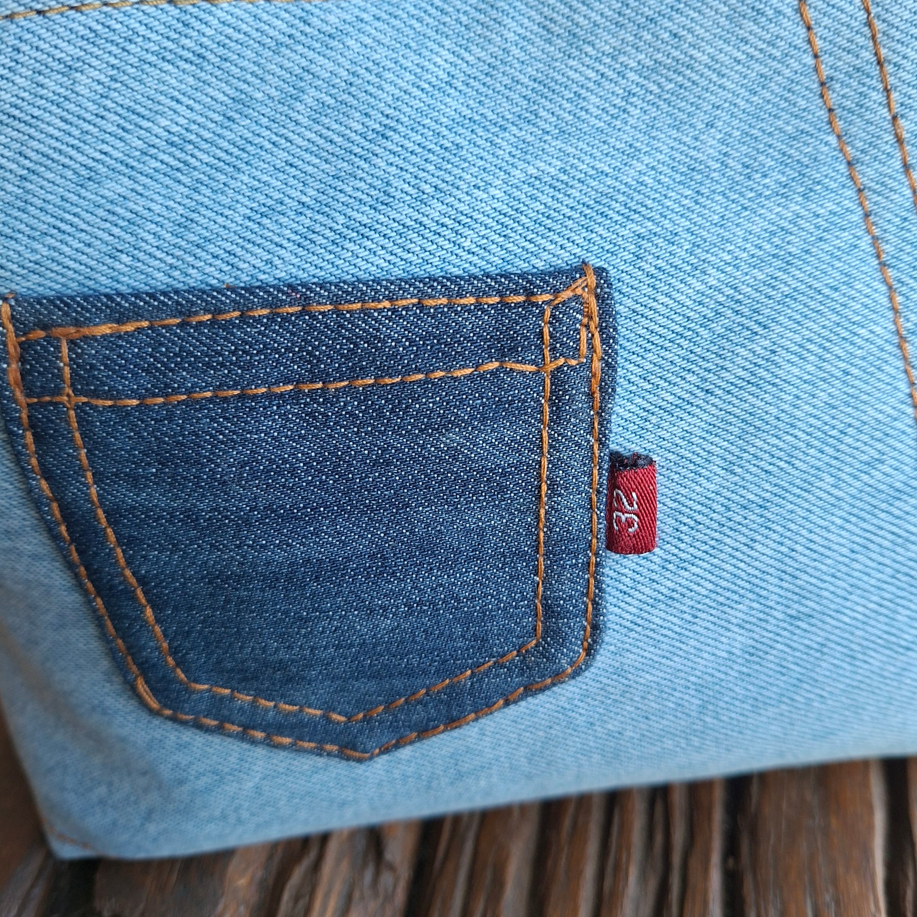 Faded Waistband Denim Make Up or Travel Pouch