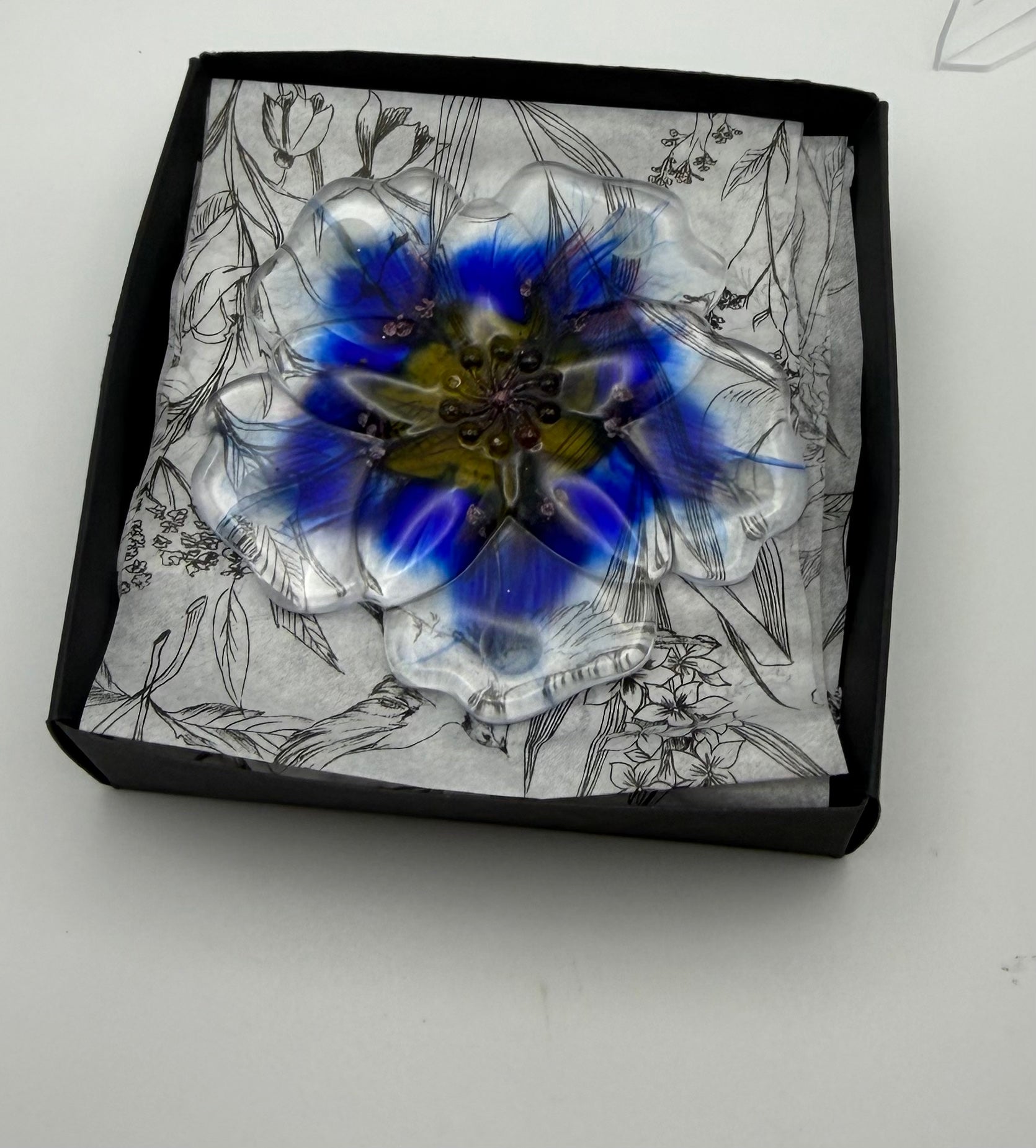 Handcrafted floral blue design Resin Coasters - set of 4