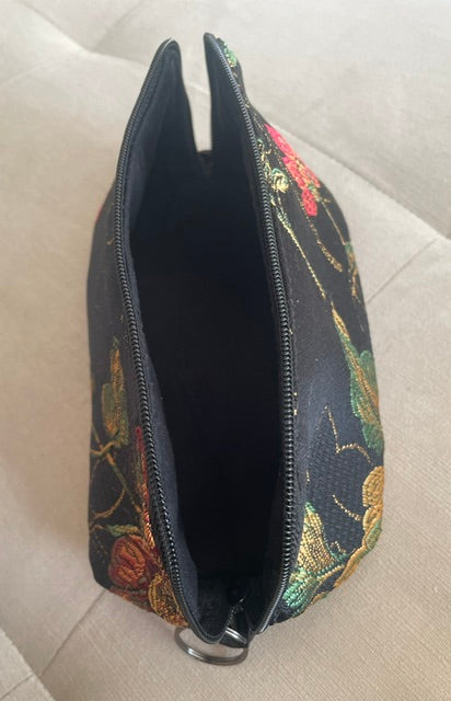 Black Satin Makeup Bag
