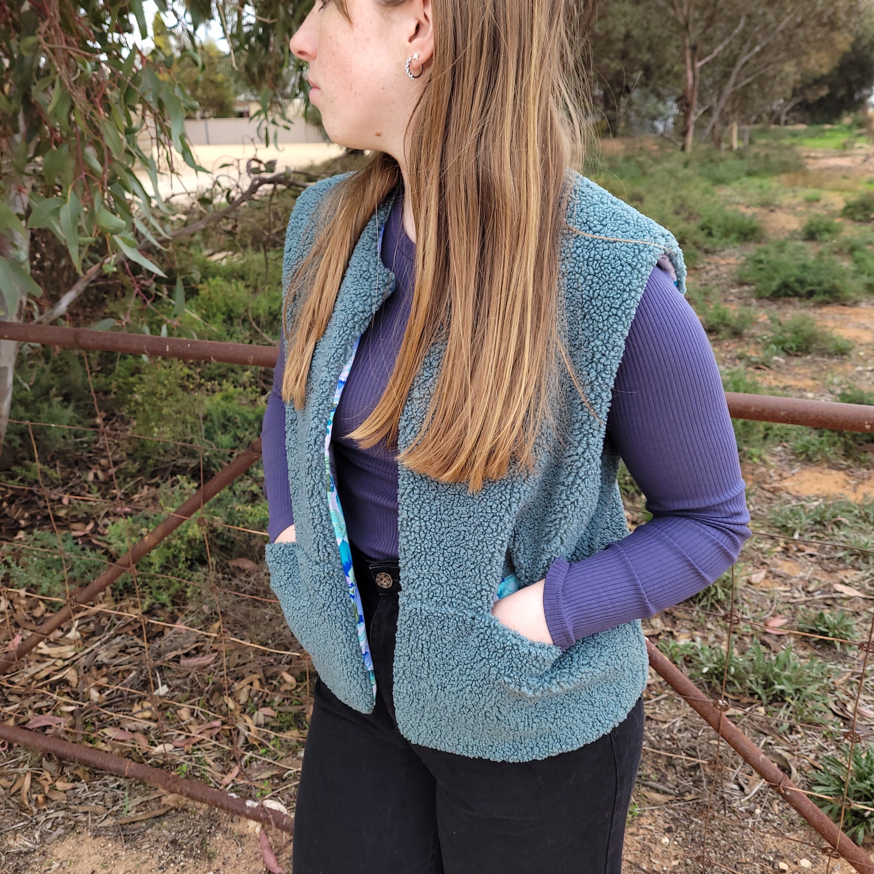 Arctic Floral - Reversible Sherpa Vest - Small