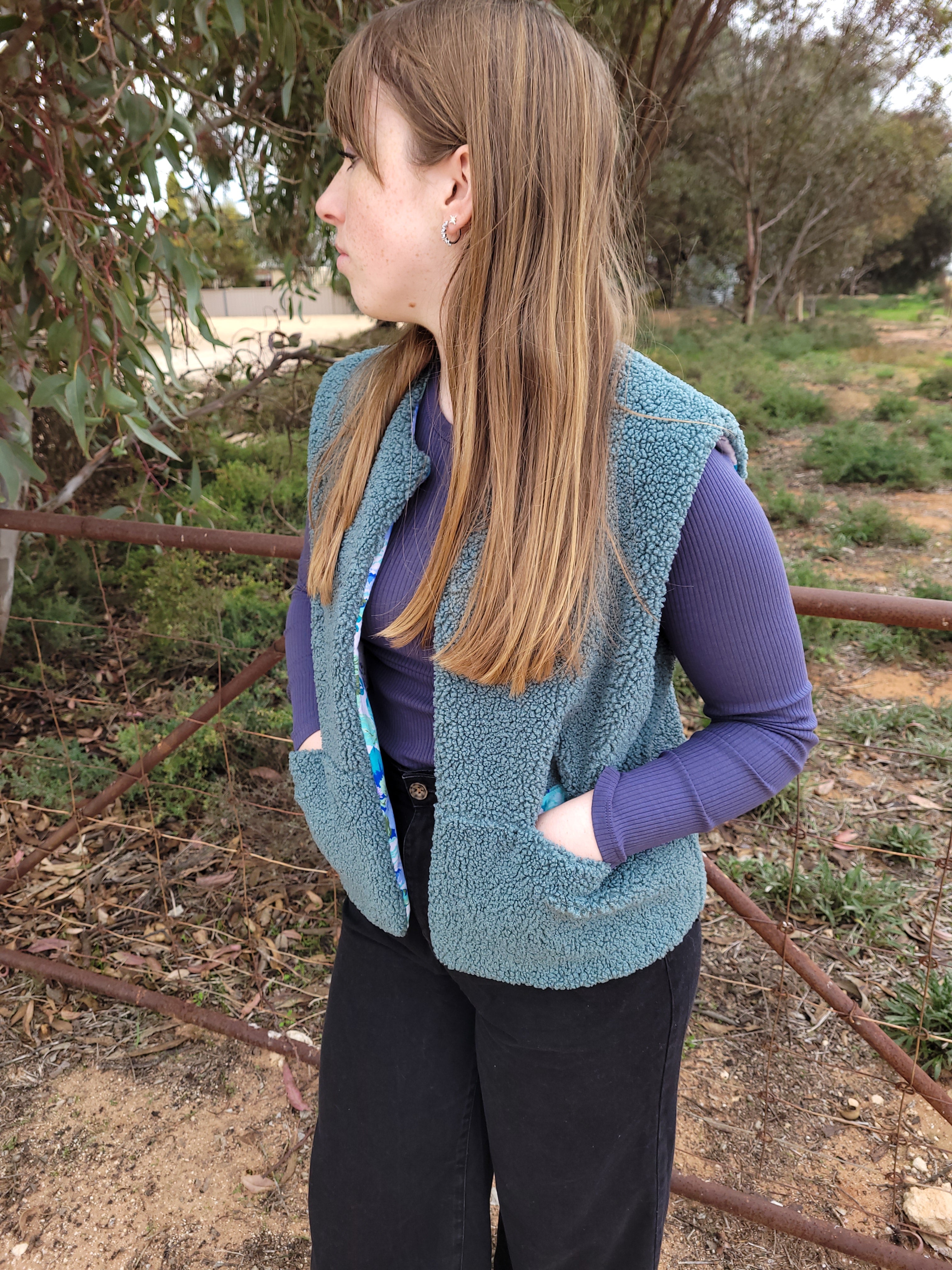 Arctic Floral - Reversible Sherpa Vest - Small