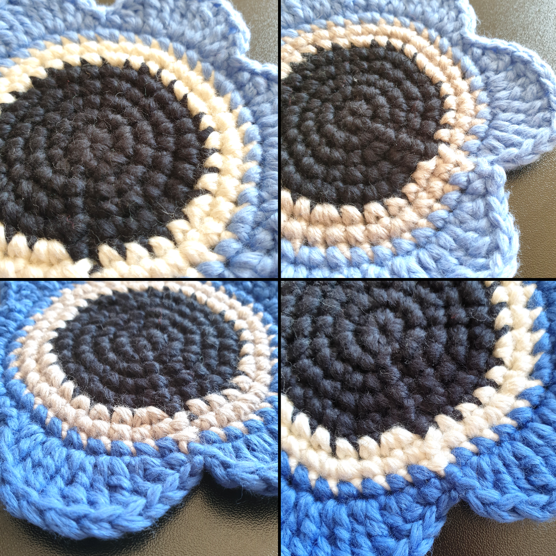 Hand knitted Daisy Flower Soft Coaster : Pink Red Blue