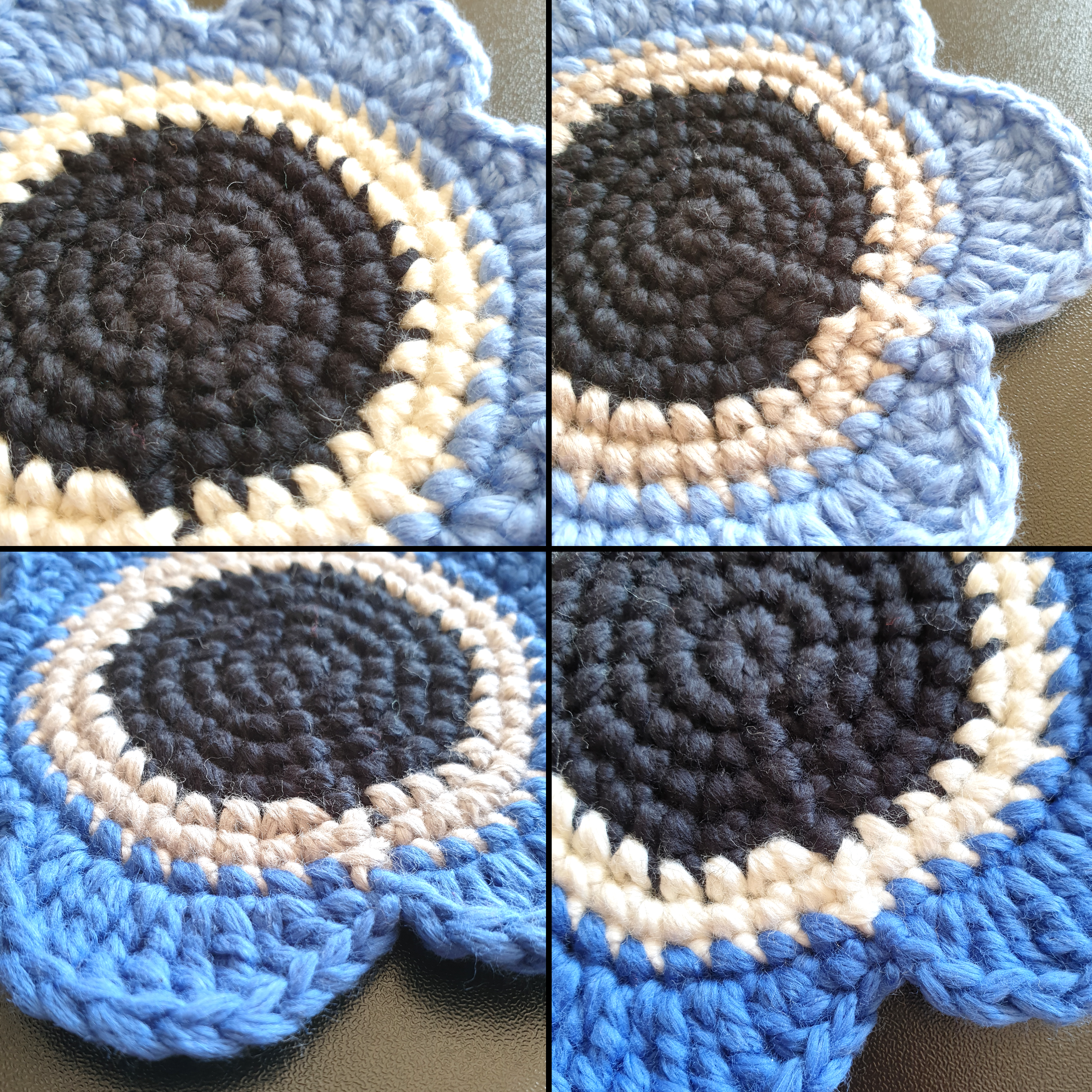 Hand knitted Daisy Flower Soft Coaster : Pink Red Blue