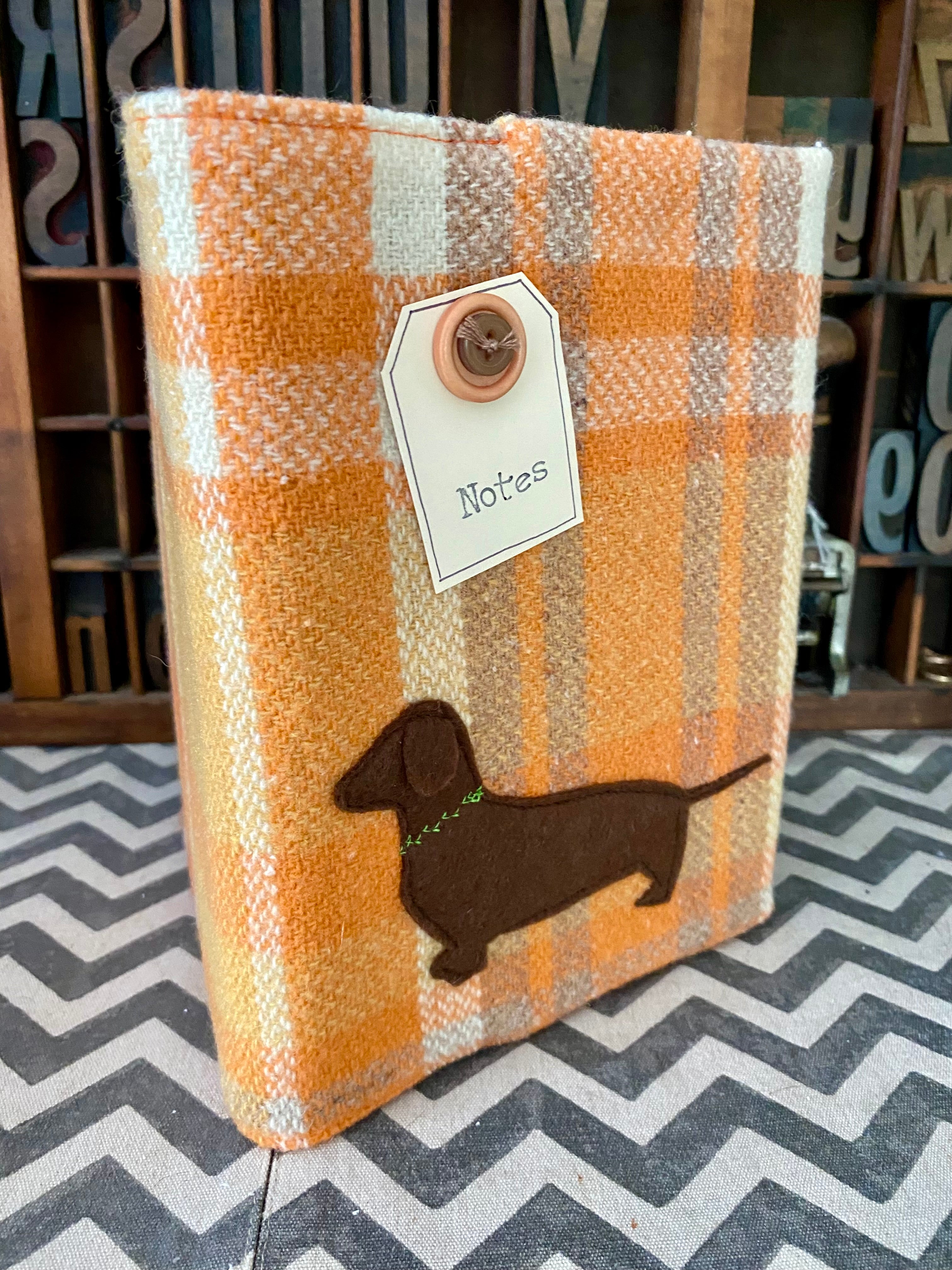 A5 Upcycled Notebook Dachshund - Orange