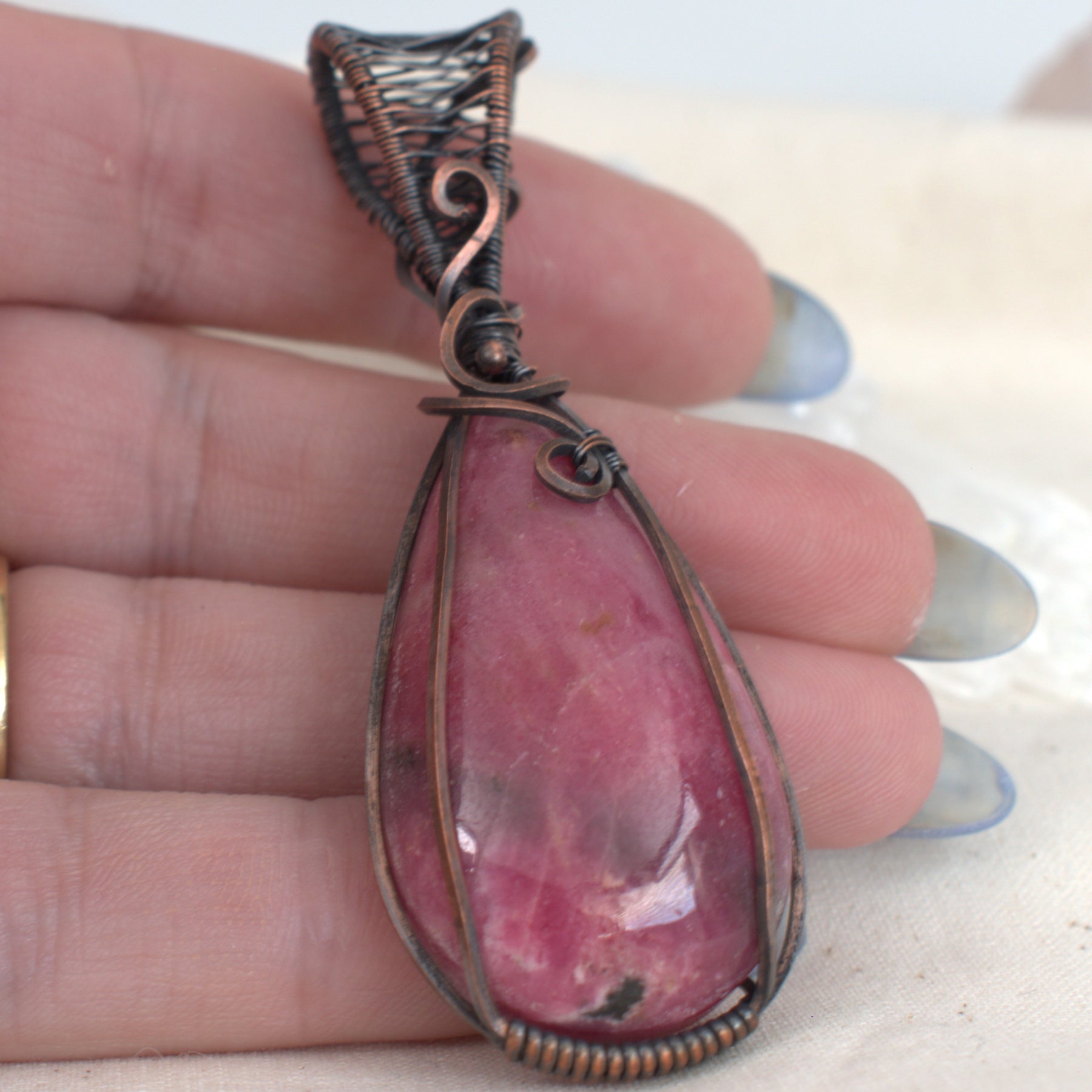 Rosella Song - Tamworth Rhodonite Pendant in Copper