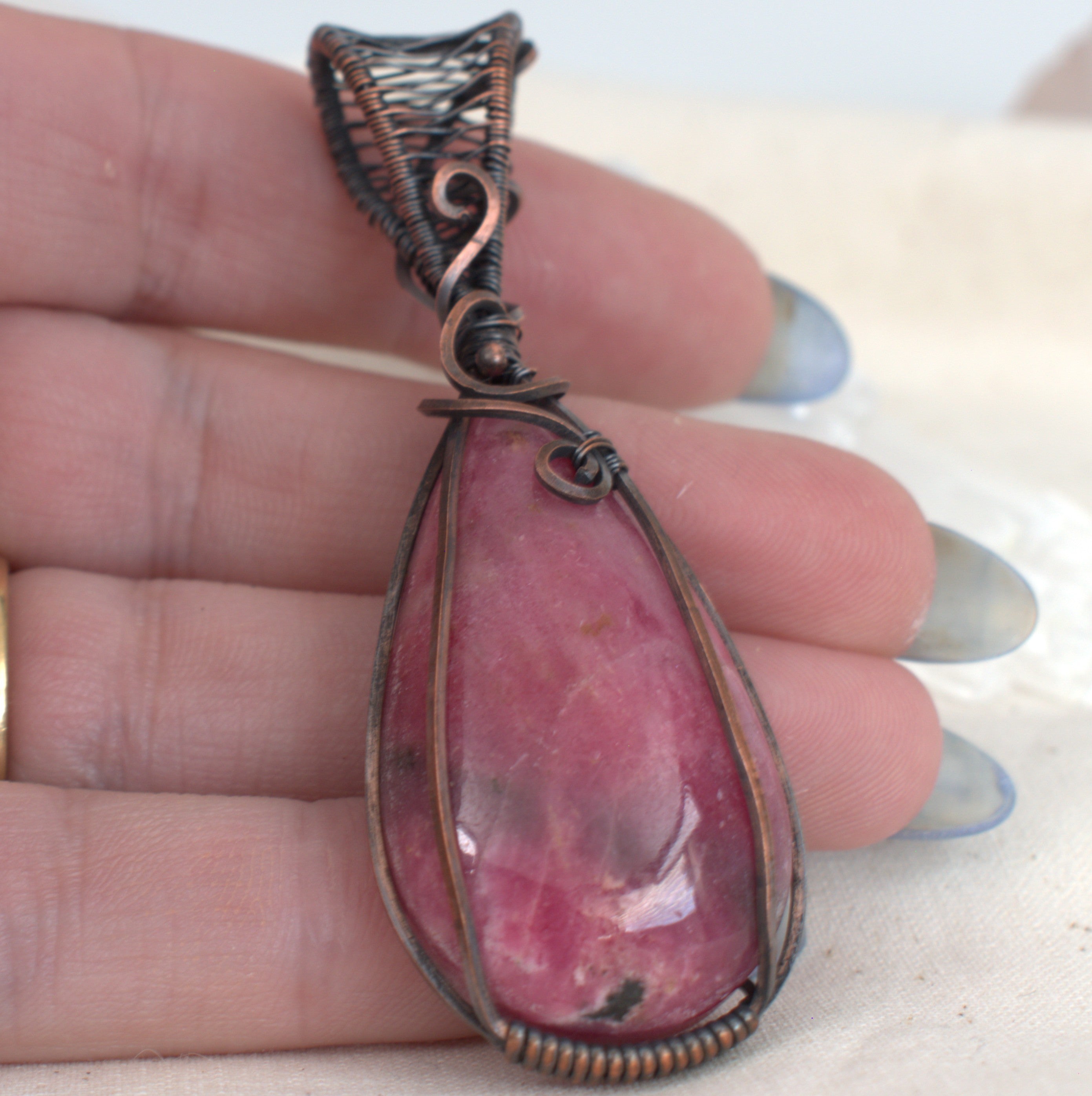 Rosella Song - Tamworth Rhodonite Pendant in Copper