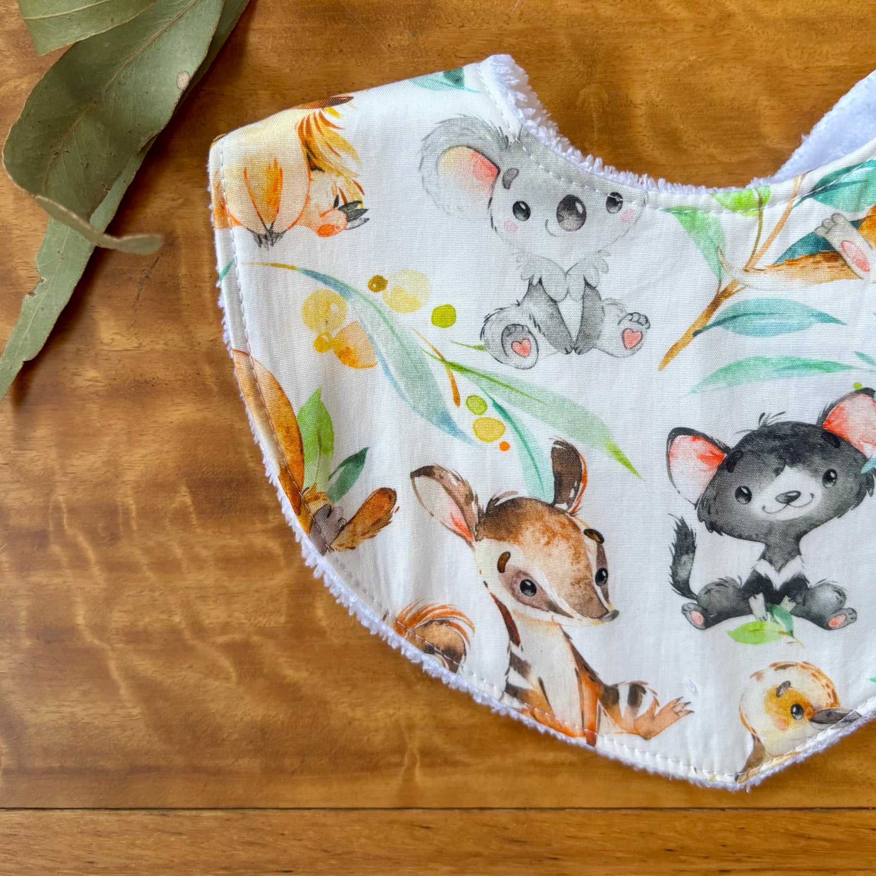Baby Bib and Burp Cloth Set | Happy Aussie Animals | Made to Order