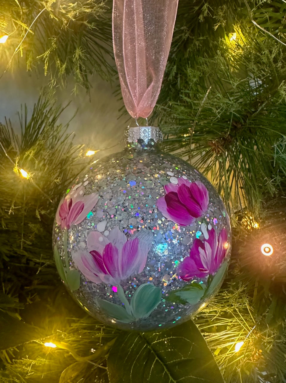 Glass Christmas Tree Ornament Bauble Hand Painted Little Artworks