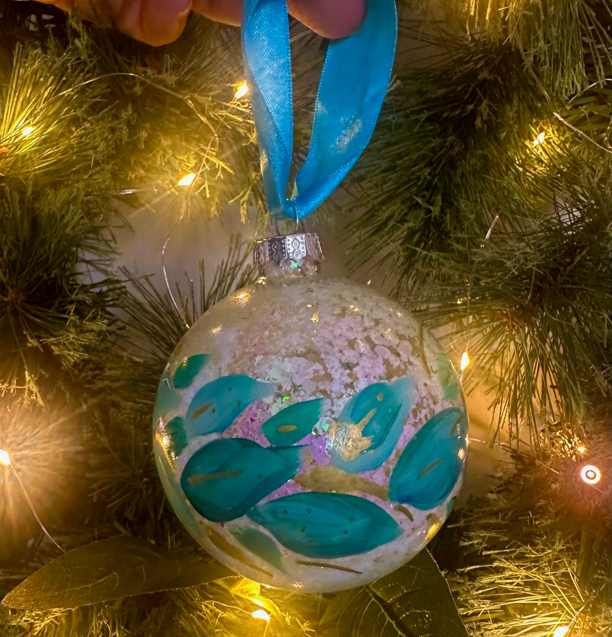 Glass Christmas Tree Ornament Bauble Hand Painted Little Artworks