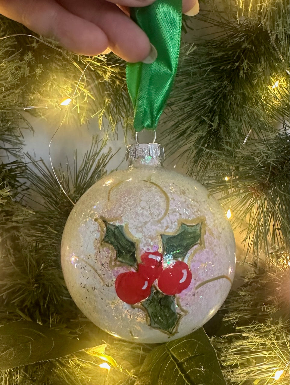 Glass Christmas Tree Ornament Bauble Hand Painted Little Artworks