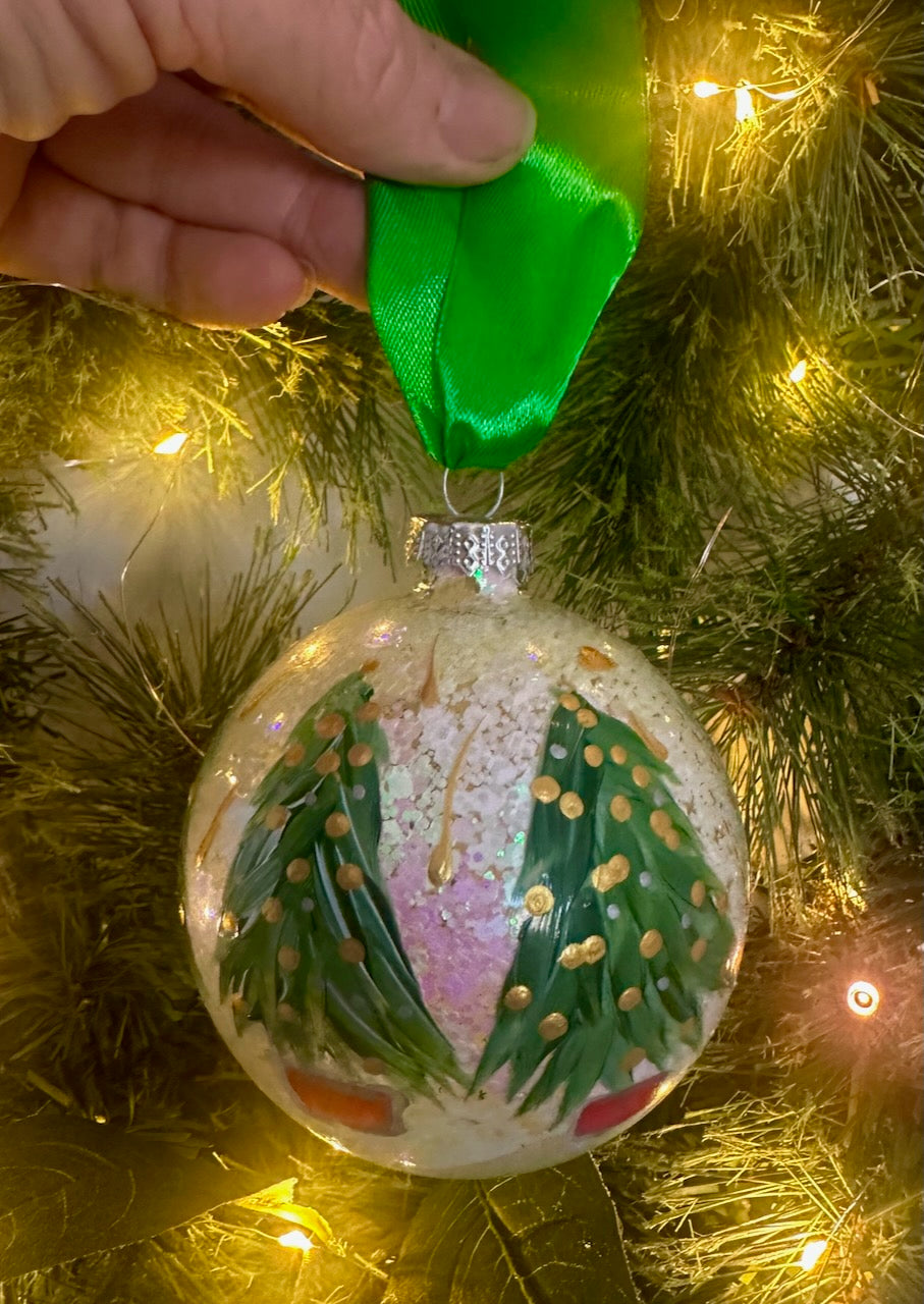 Glass Christmas Tree Ornament Bauble Hand Painted Little Artworks