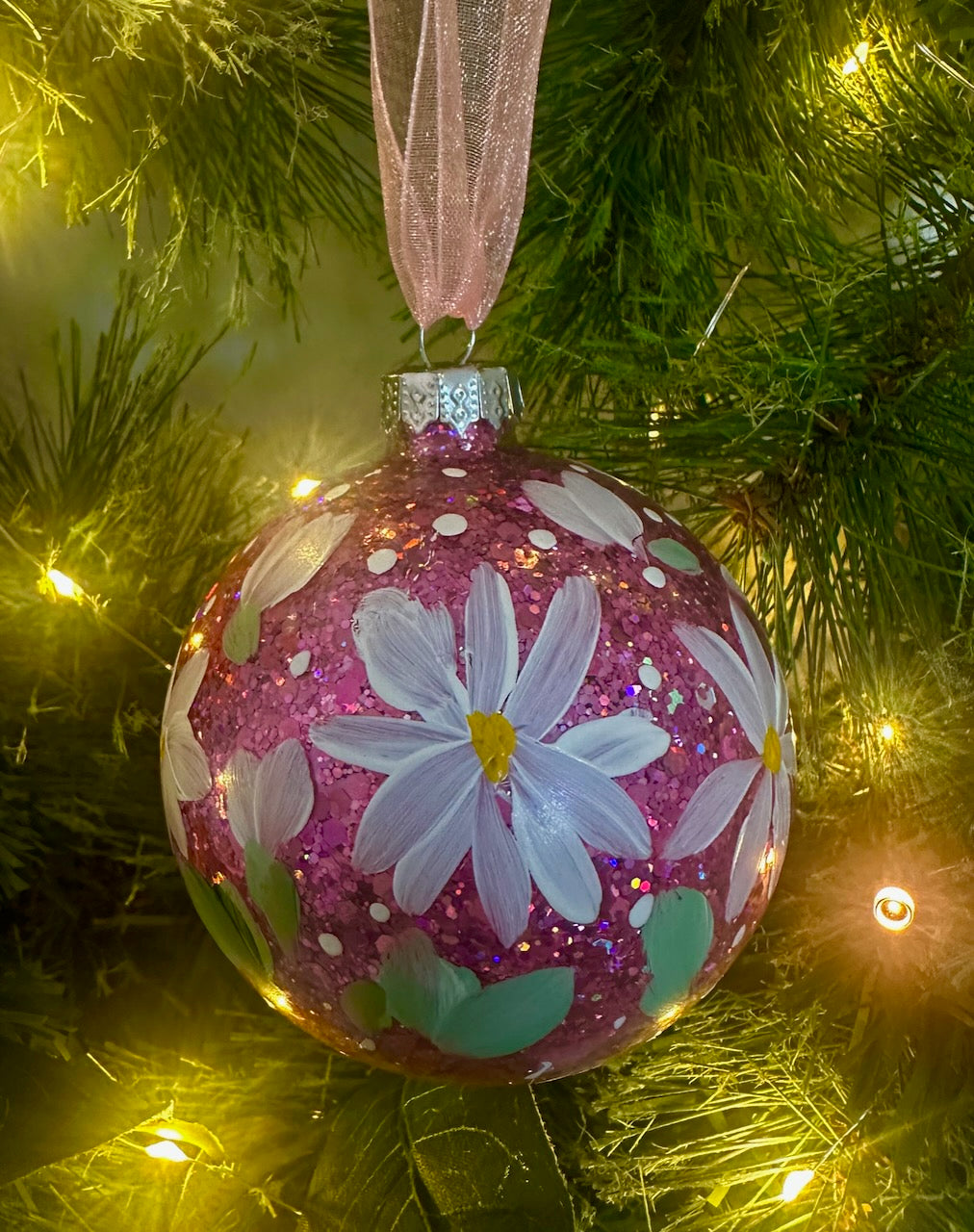 Glass Christmas Tree Ornament Bauble Hand Painted Little Artworks
