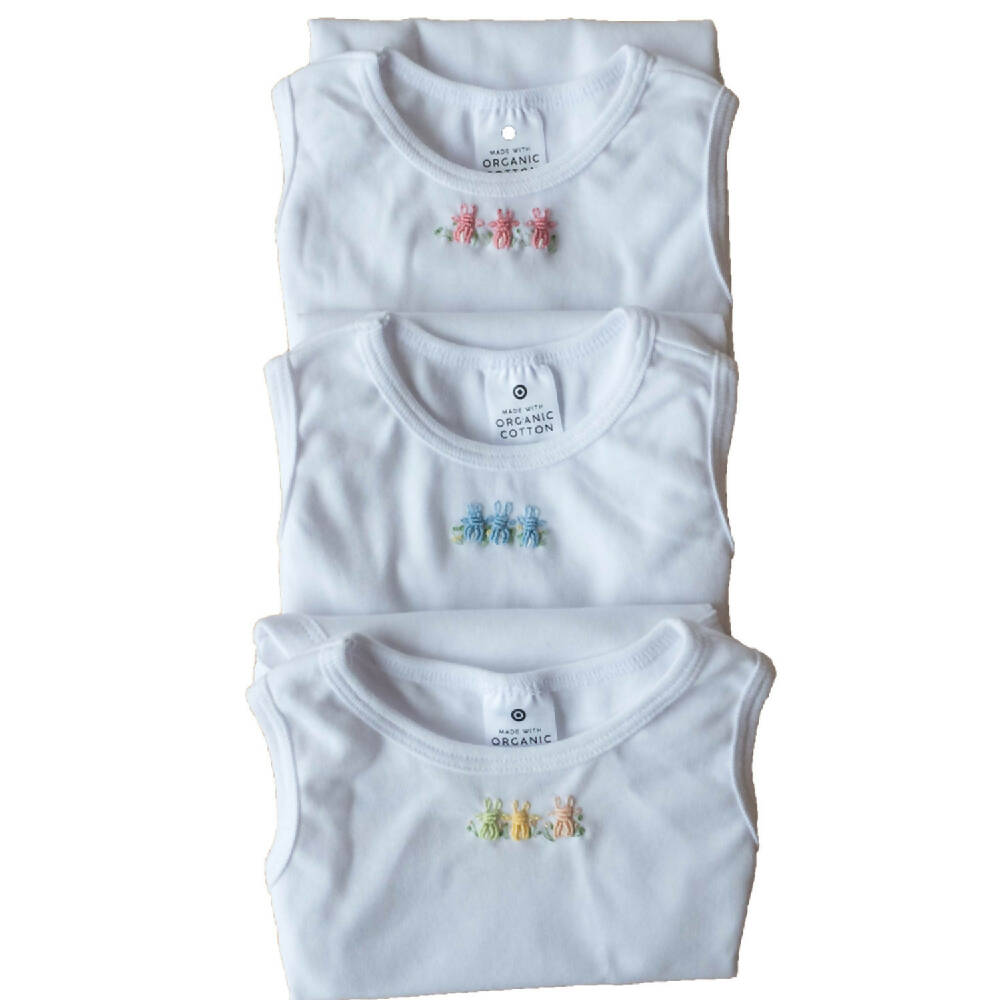 Unique gifts - special baby. Body suits with hand embroidered rabbits.