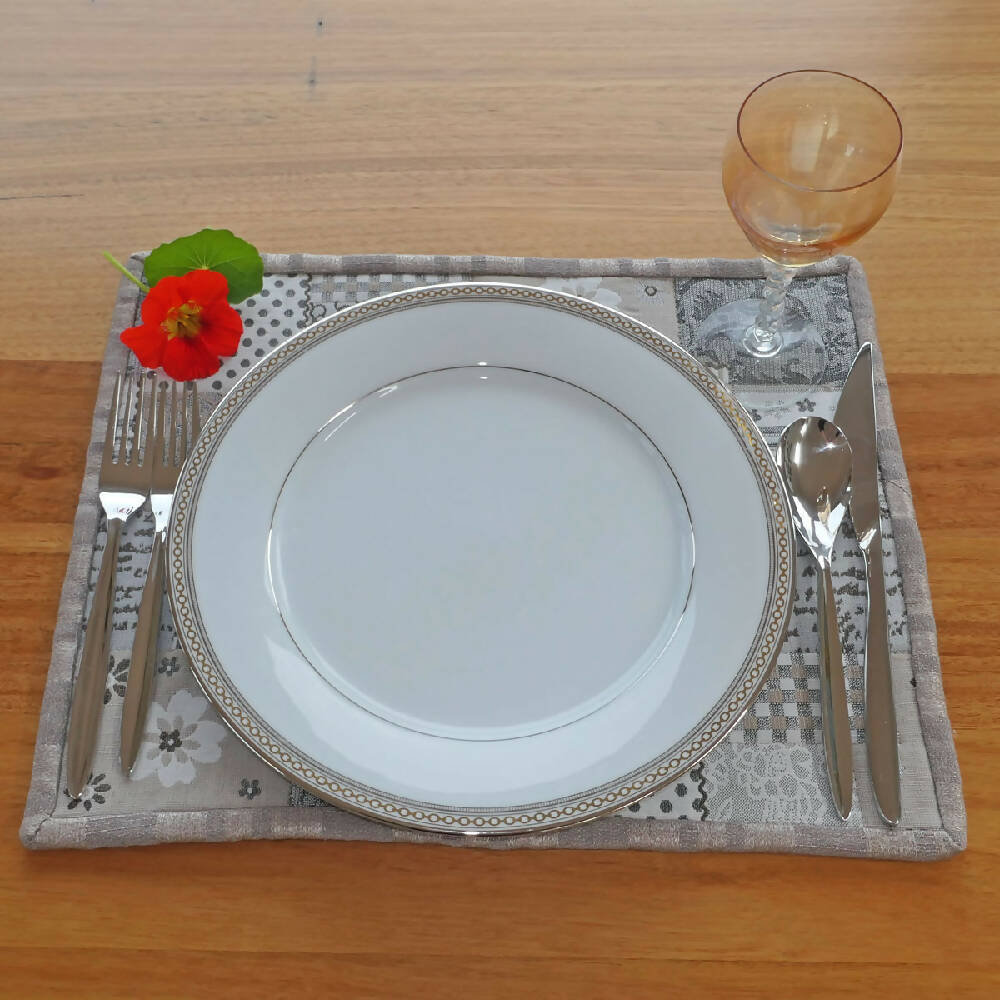 Beige and cream placemats for modern homes, reversible. Free post