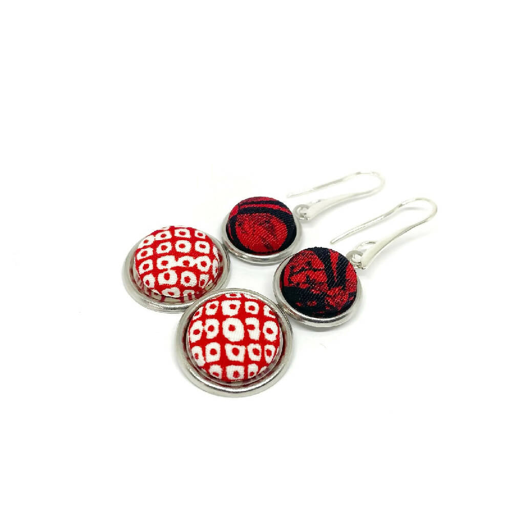 Double Drop Earrings Red