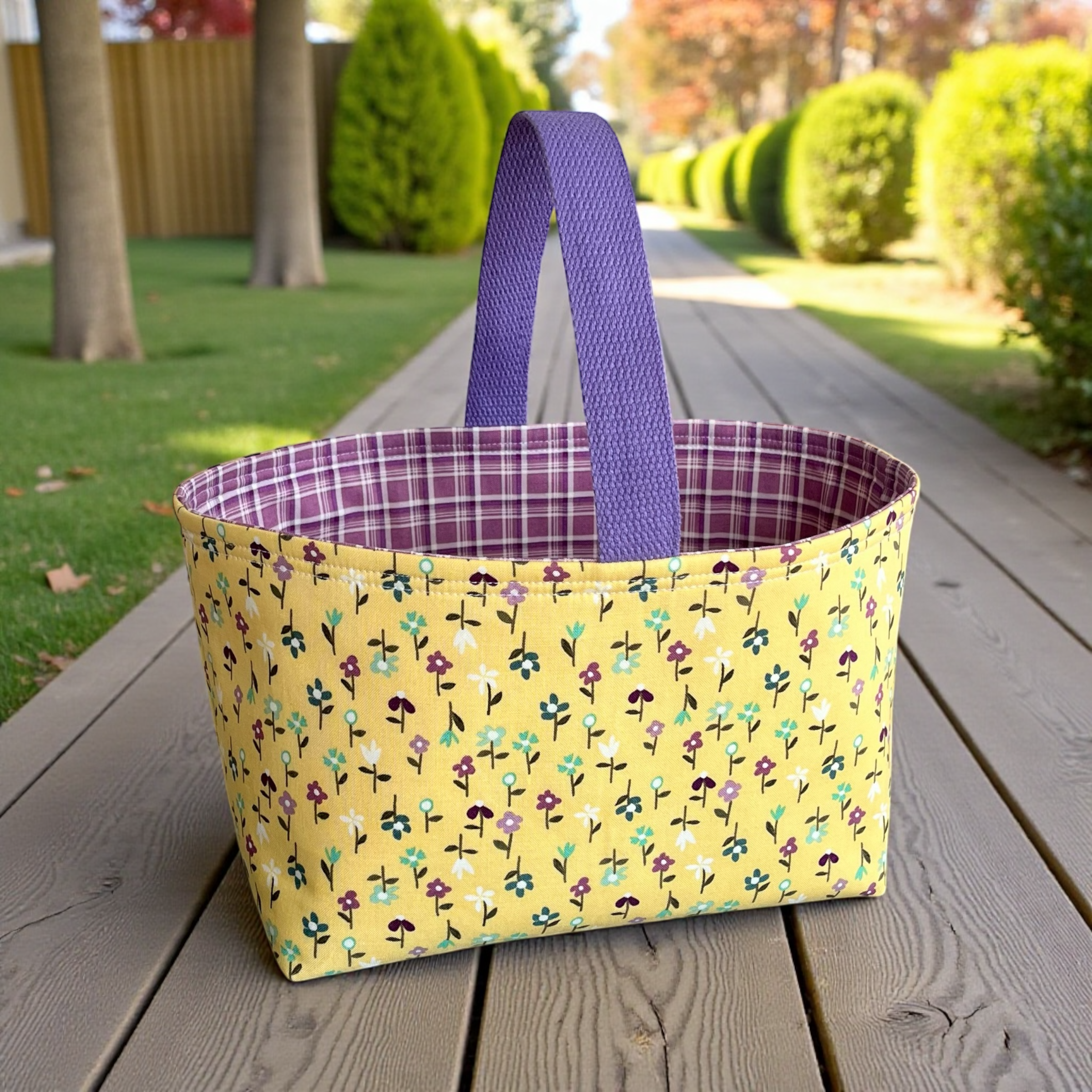 Handmade Fabric Storage Basket with Handle