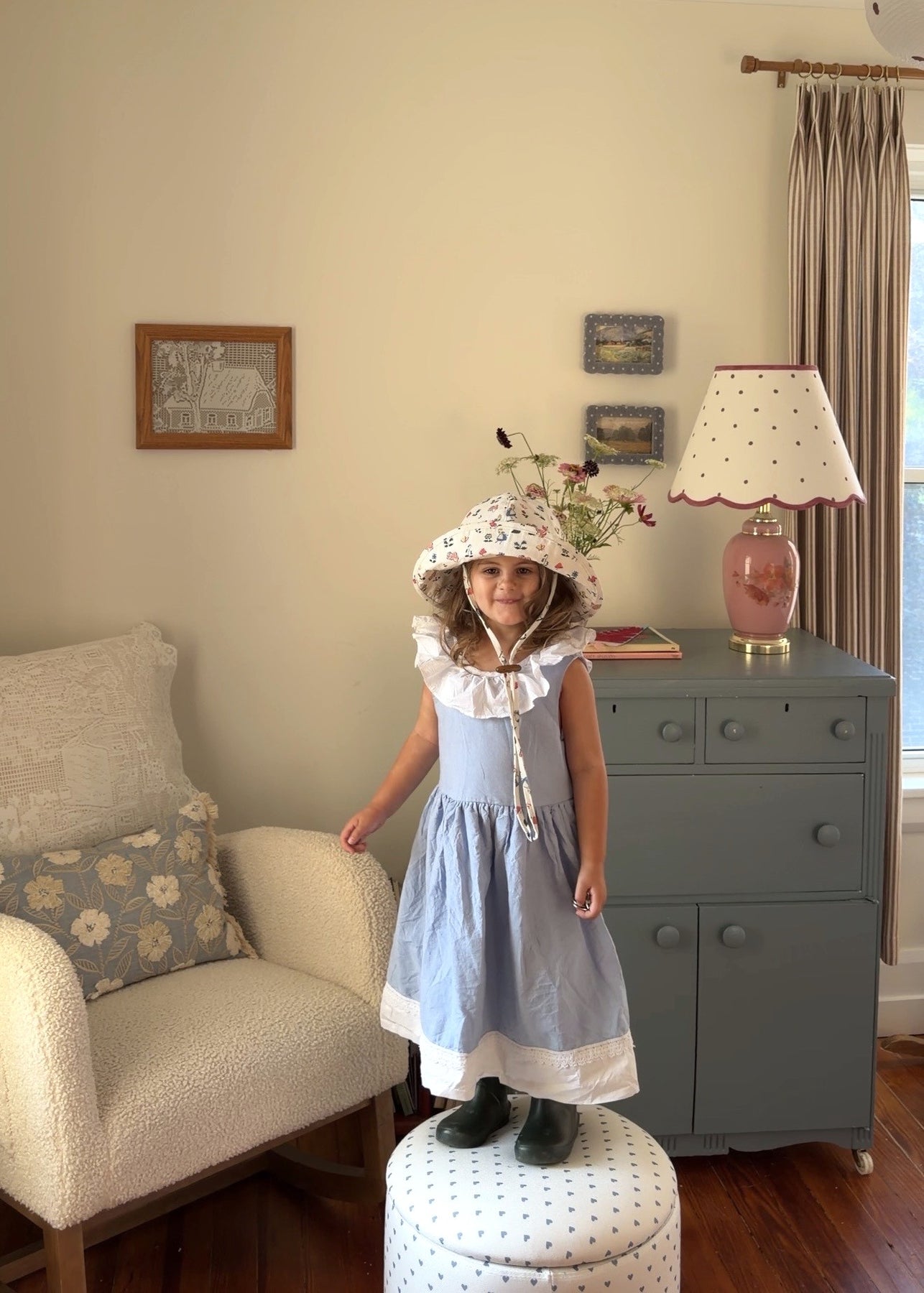 Kids Wide Brim Cotton Summer Sun Hat, Alice Summer Sun Hat