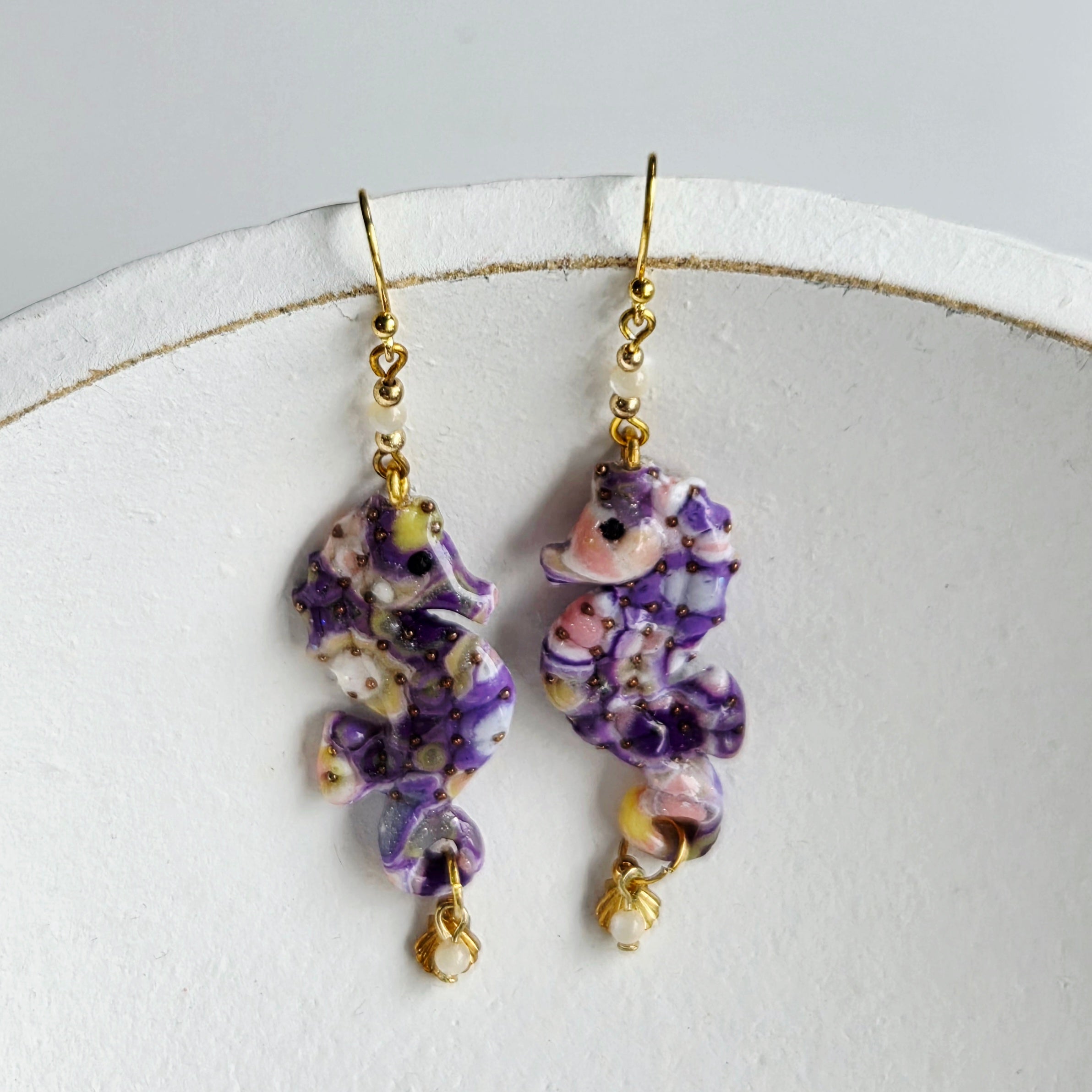 Pink/Purple Seahorse Earrings