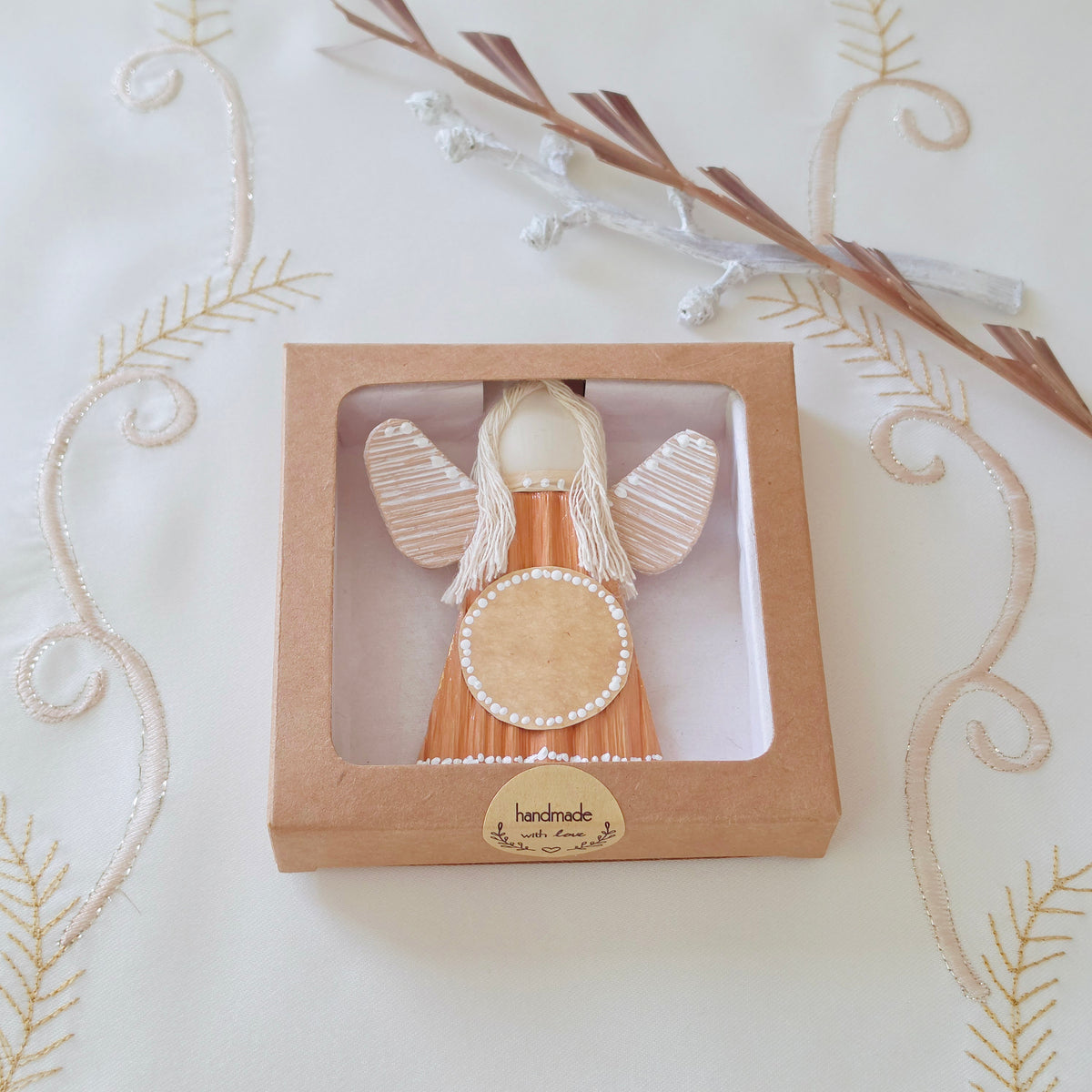 Hello - Palm Angel, Ornament Gift Pack, white dots