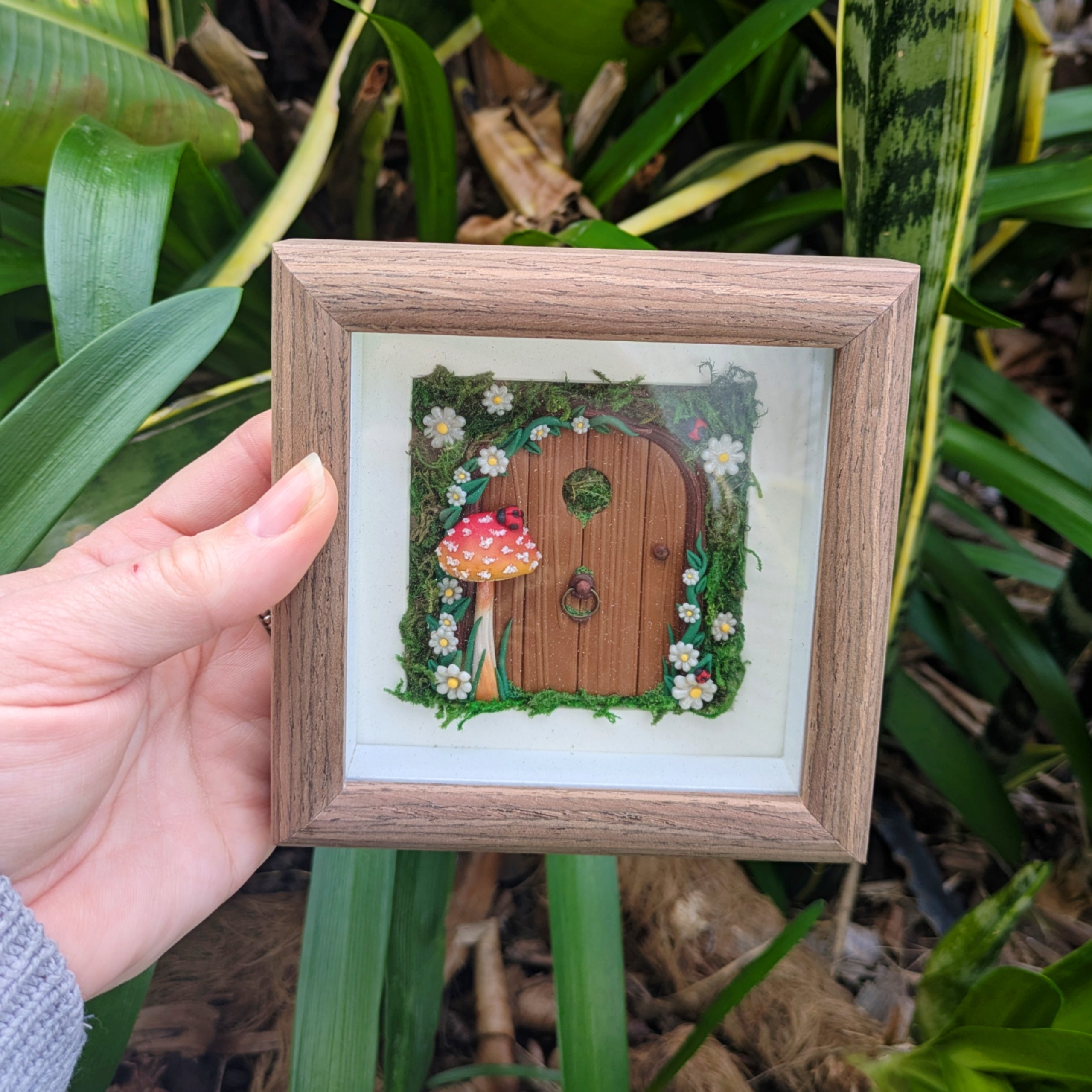 Mini Woodland Fairy door with Ladybugs