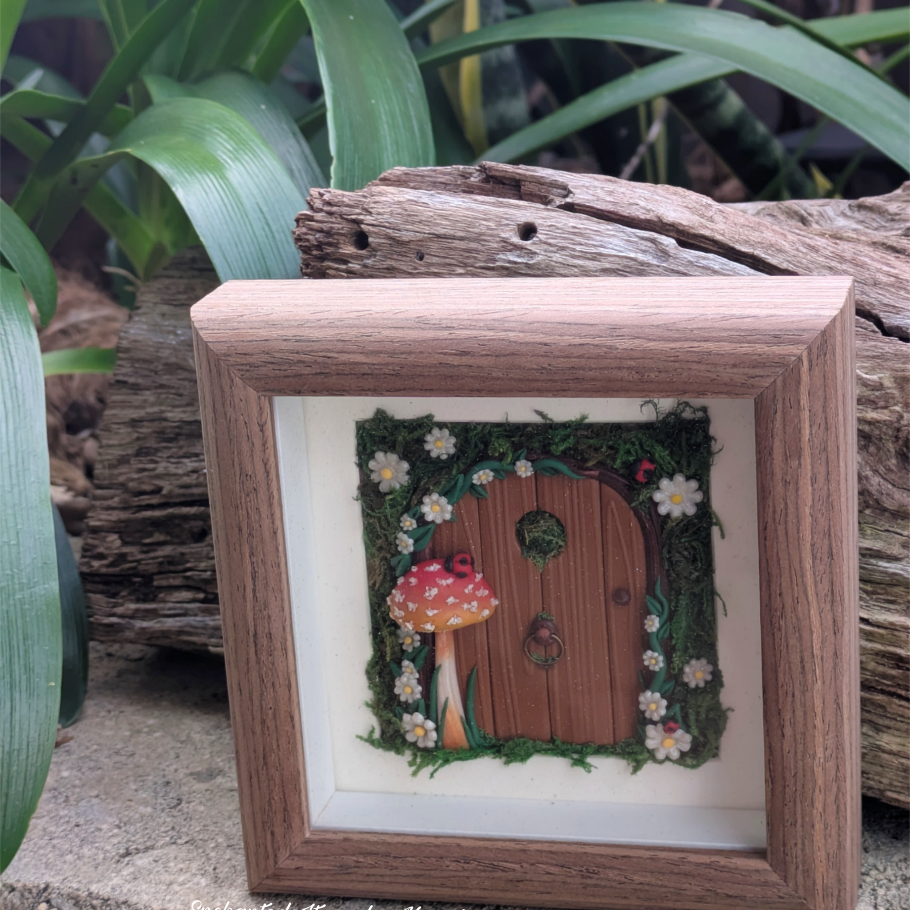 Mini Woodland Fairy door with Ladybugs
