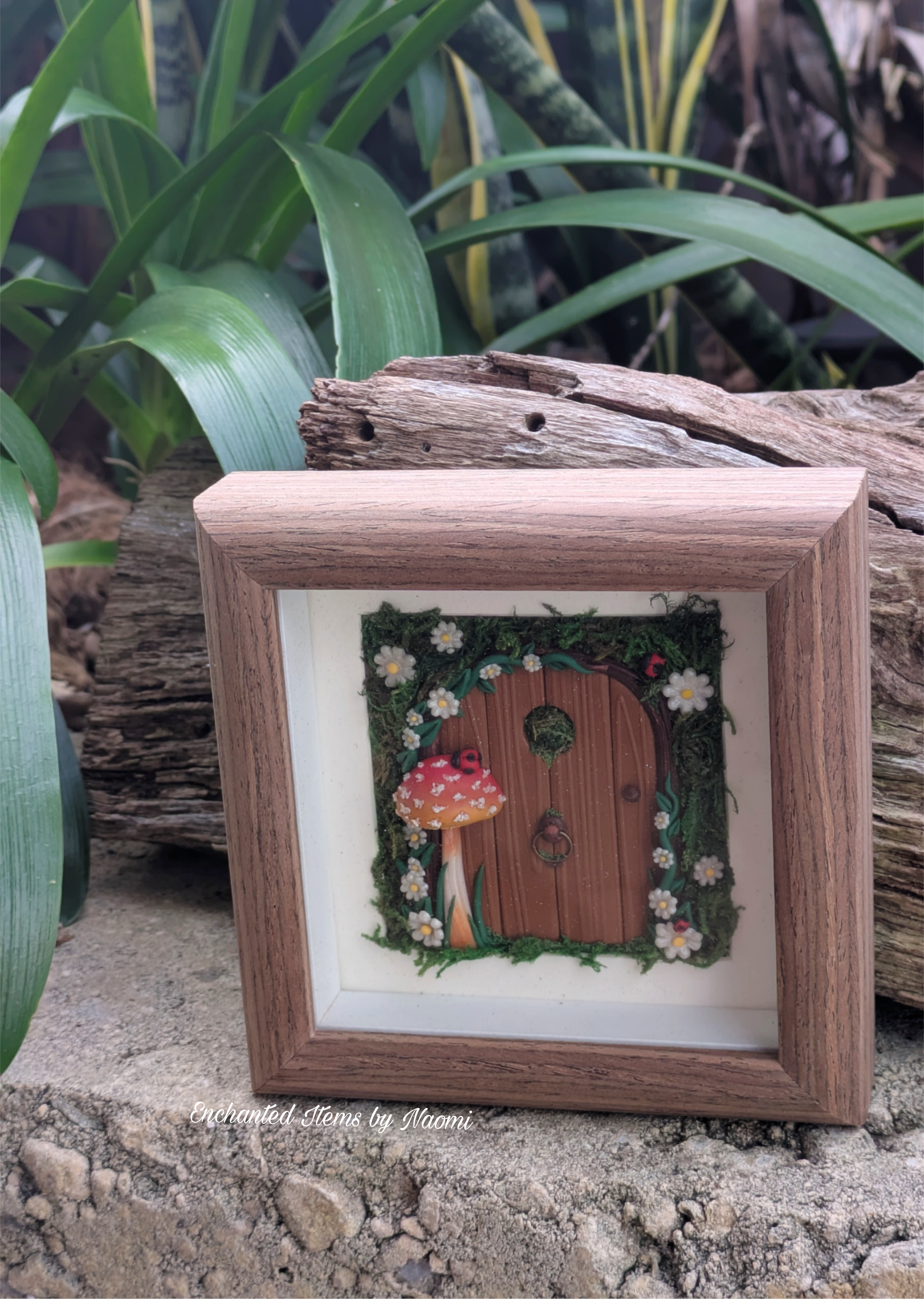 Mini Woodland Fairy door with Ladybugs