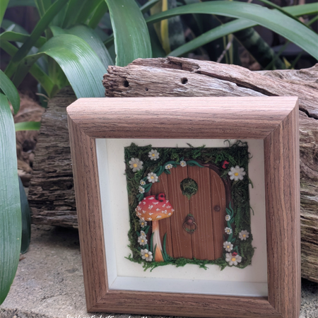 Mini Woodland Fairy door with Ladybugs