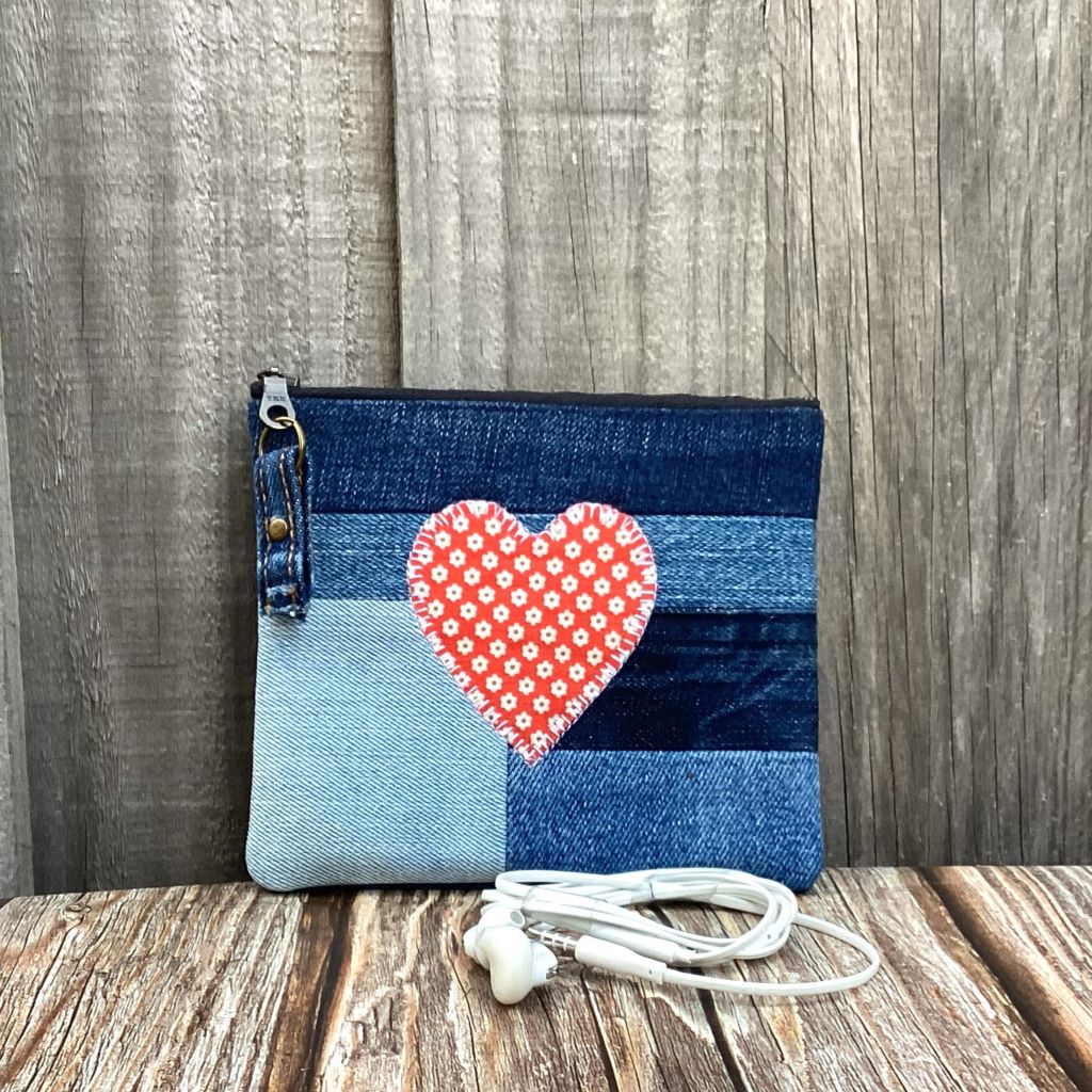 Upcycled Denim Coin Purse - Heart