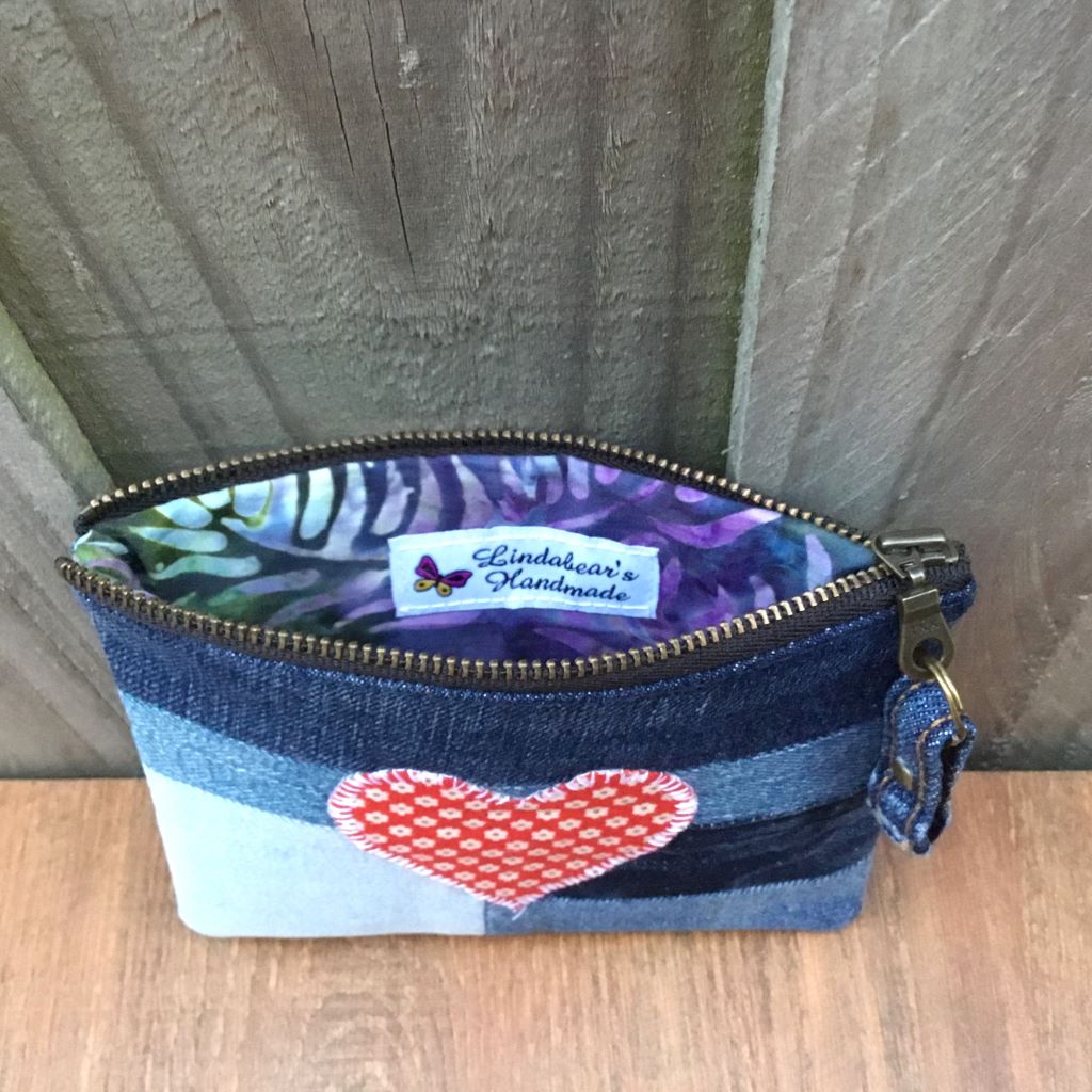 Upcycled Denim Coin Purse - Heart